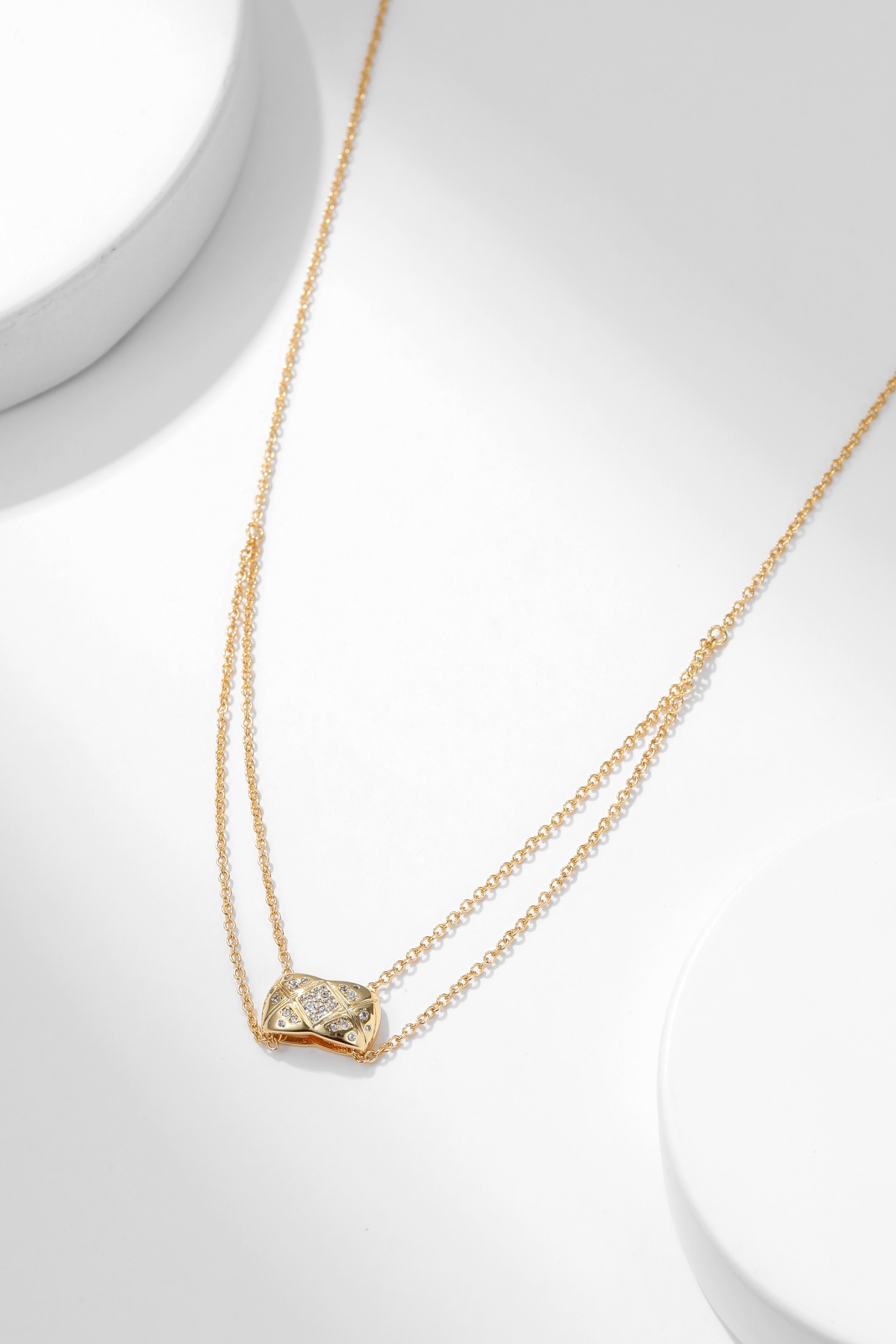 Bagsaaa Ch**el Coco Crush Double Chain Pendant Necklace Rose Gold
