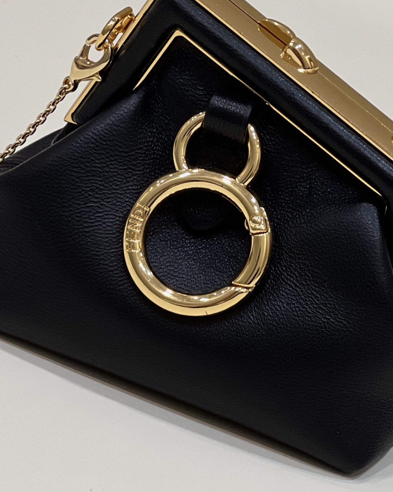 Bagsaaa F**di Shiny Nappa Nano F**di First Bag Charm Black - 11.5cm 