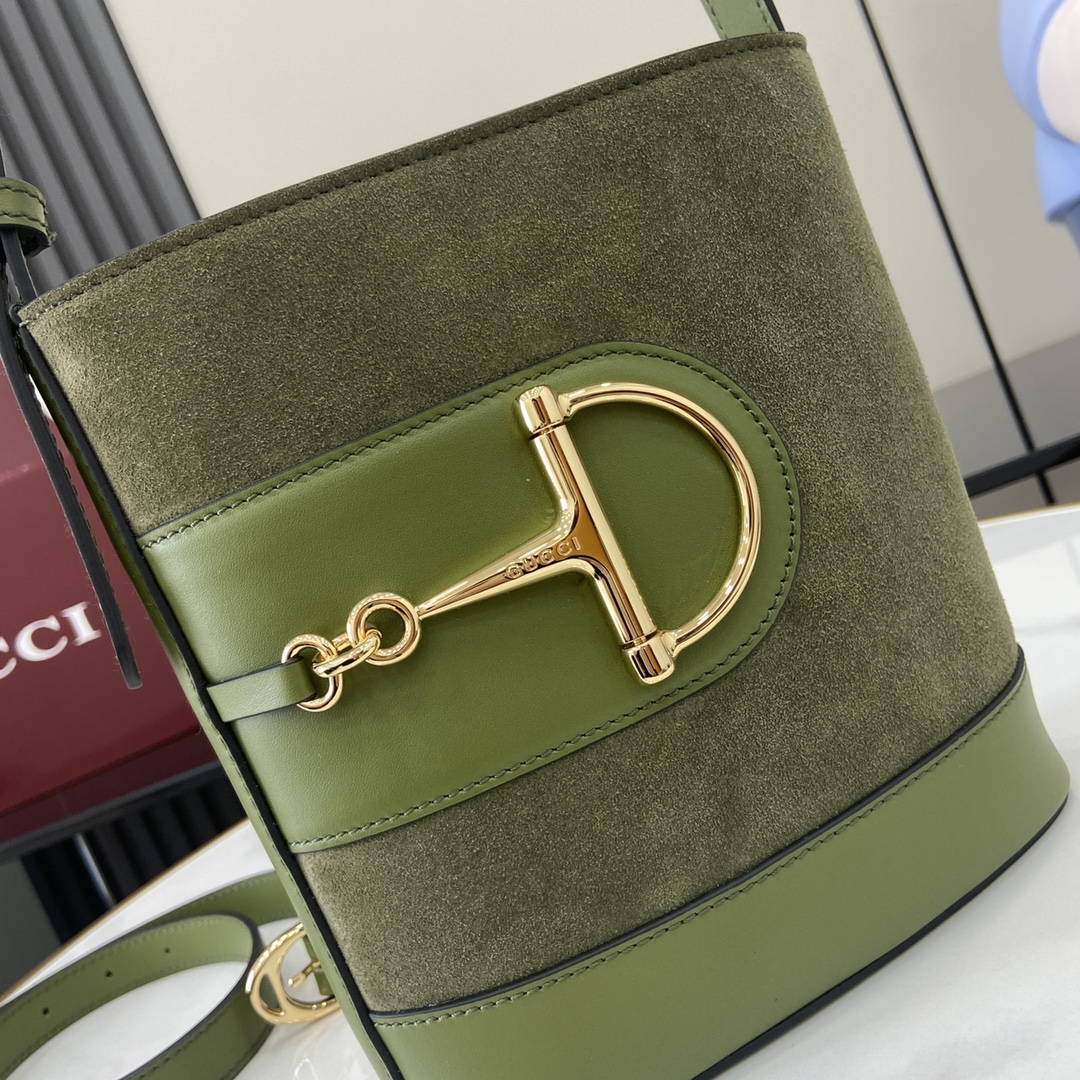 Bagsaaa Gvc*1 73 mini bucket bag 833665 green suede - 20cm