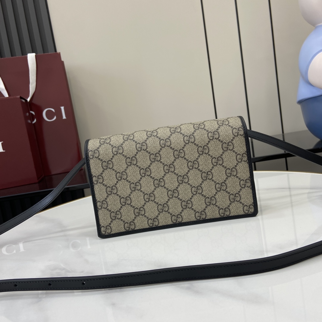 Bagsaaa Gvc*1 GG Emblem S*per mini shoulder bag 820688 black & beige - 20cm