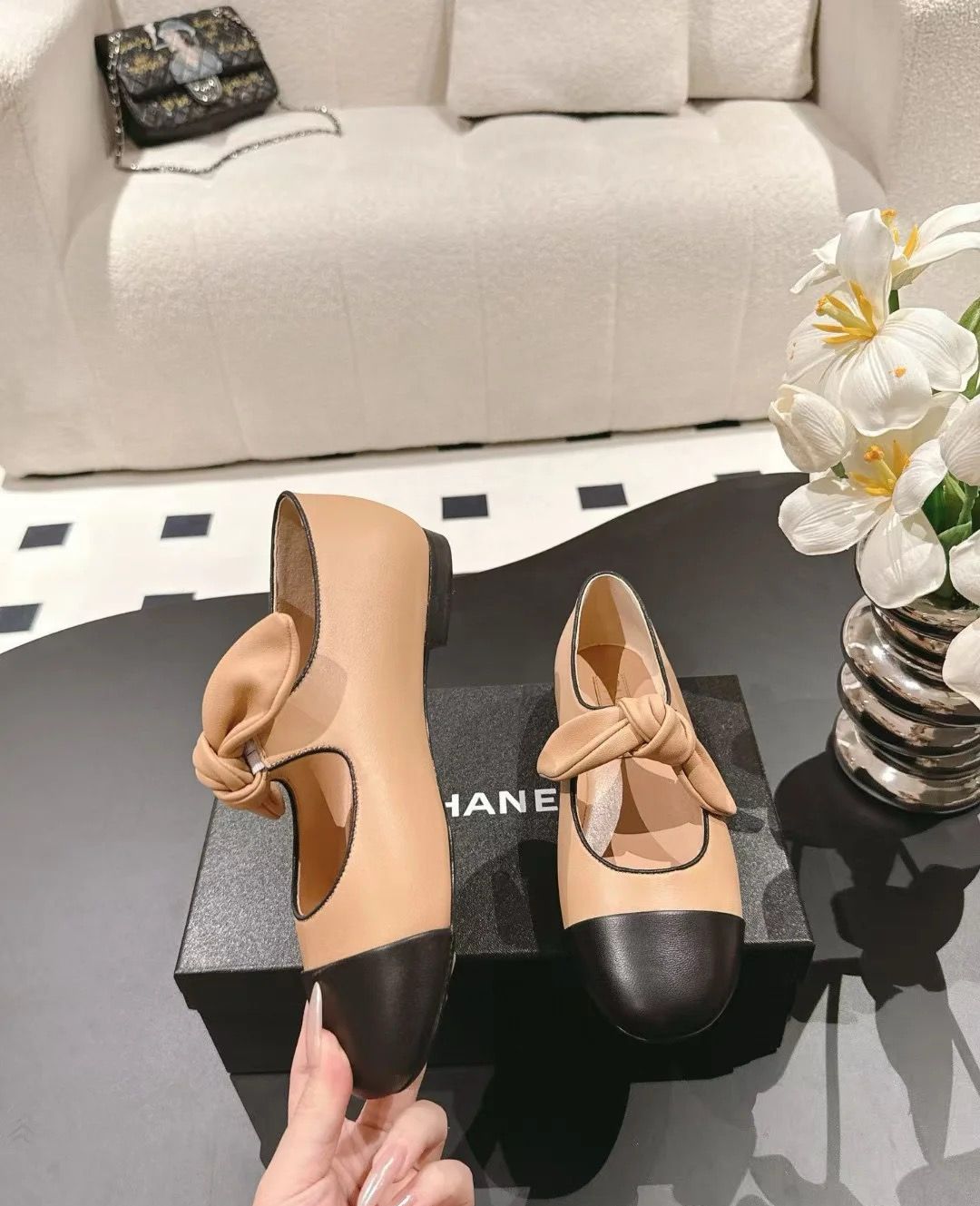 Bagsaaa Ch**el Mary Janes Beige Lambskin G46149