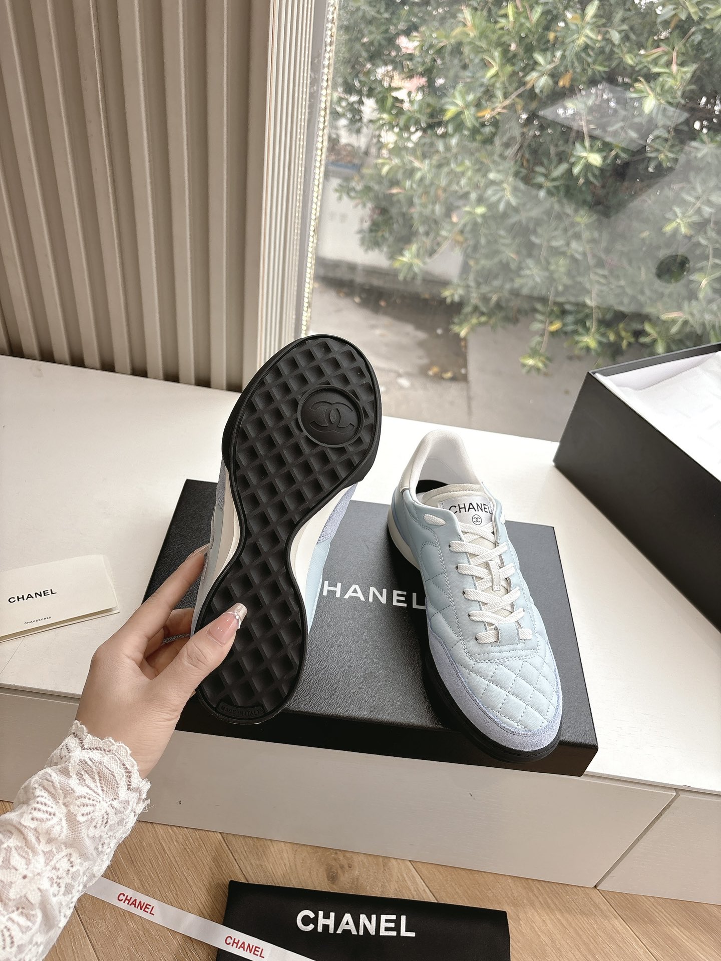 Bagsaaa Ch**el Trainers G45839 Light Blue