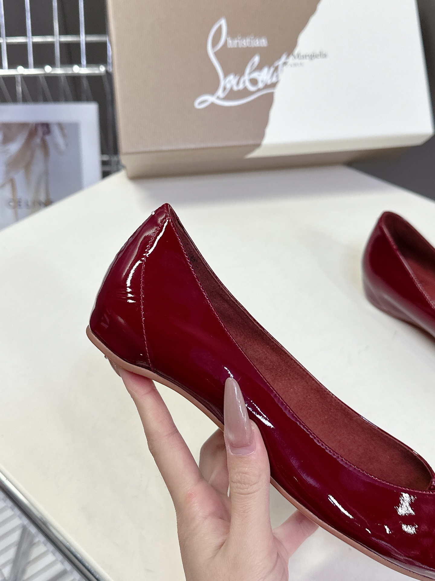 Bagsaaa CL Marlougiela Ballerinas Dark Red Patent calf leather