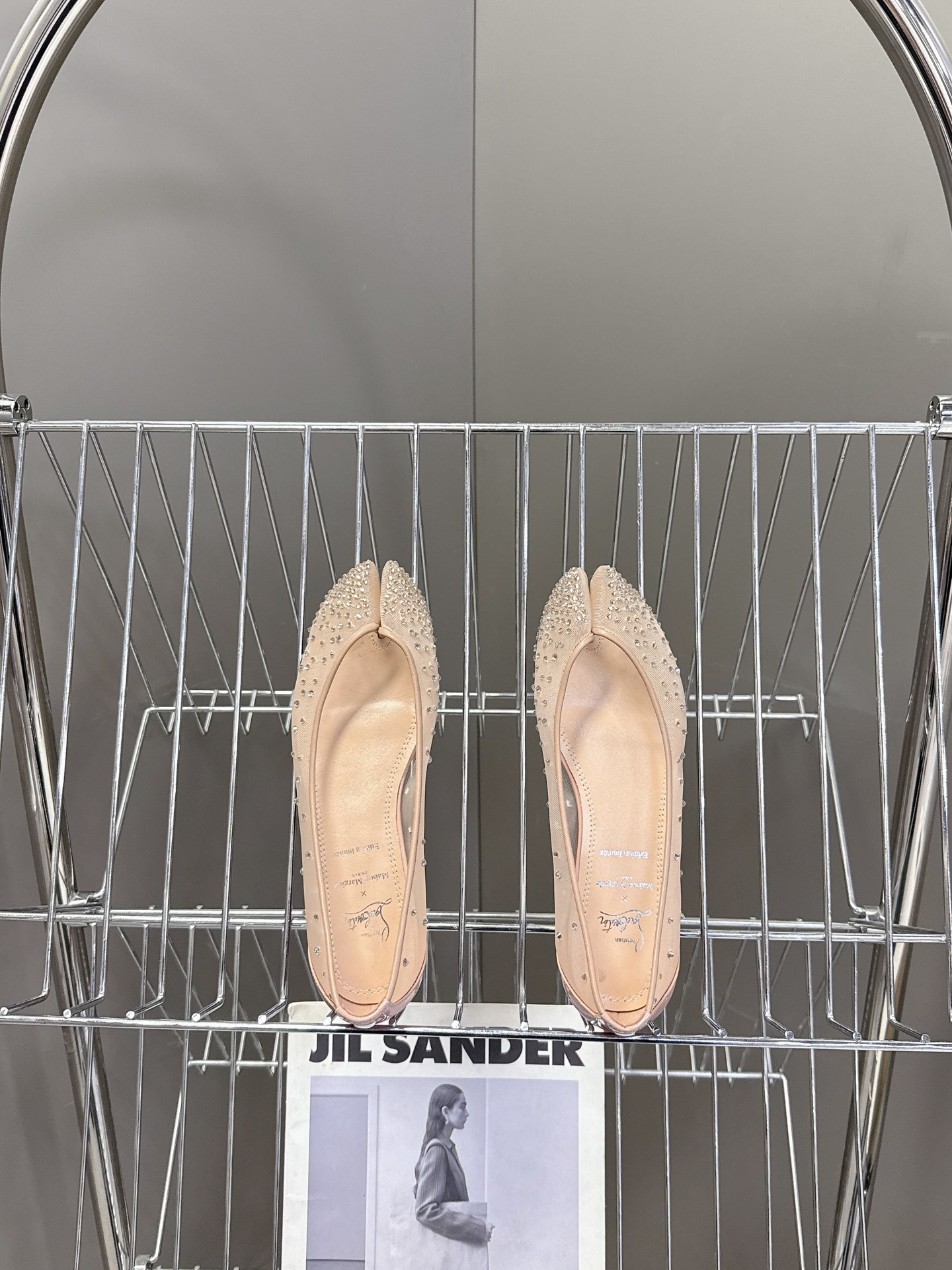 Bagsaaa CL Marlougiela Strass Ballerinas - Strass mesh and patent calf leather nude