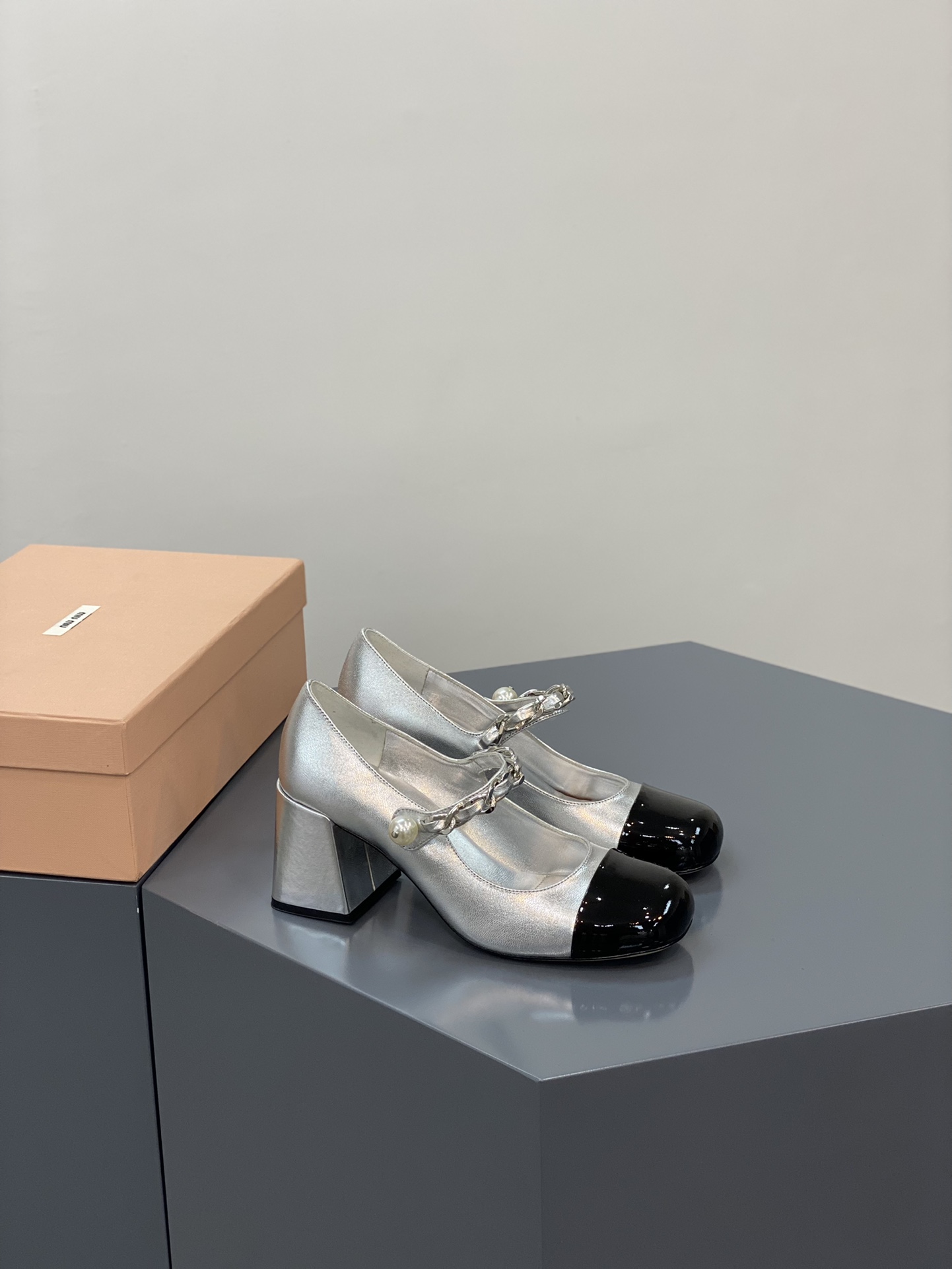 Bagsaaa Miu Miu Patent leather pumps 5I248D silver - 6.5cm