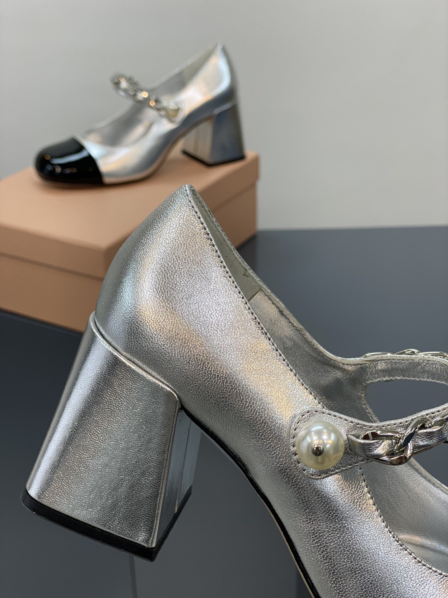 Bagsaaa Miu Miu Patent leather pumps 5I248D silver - 6.5cm