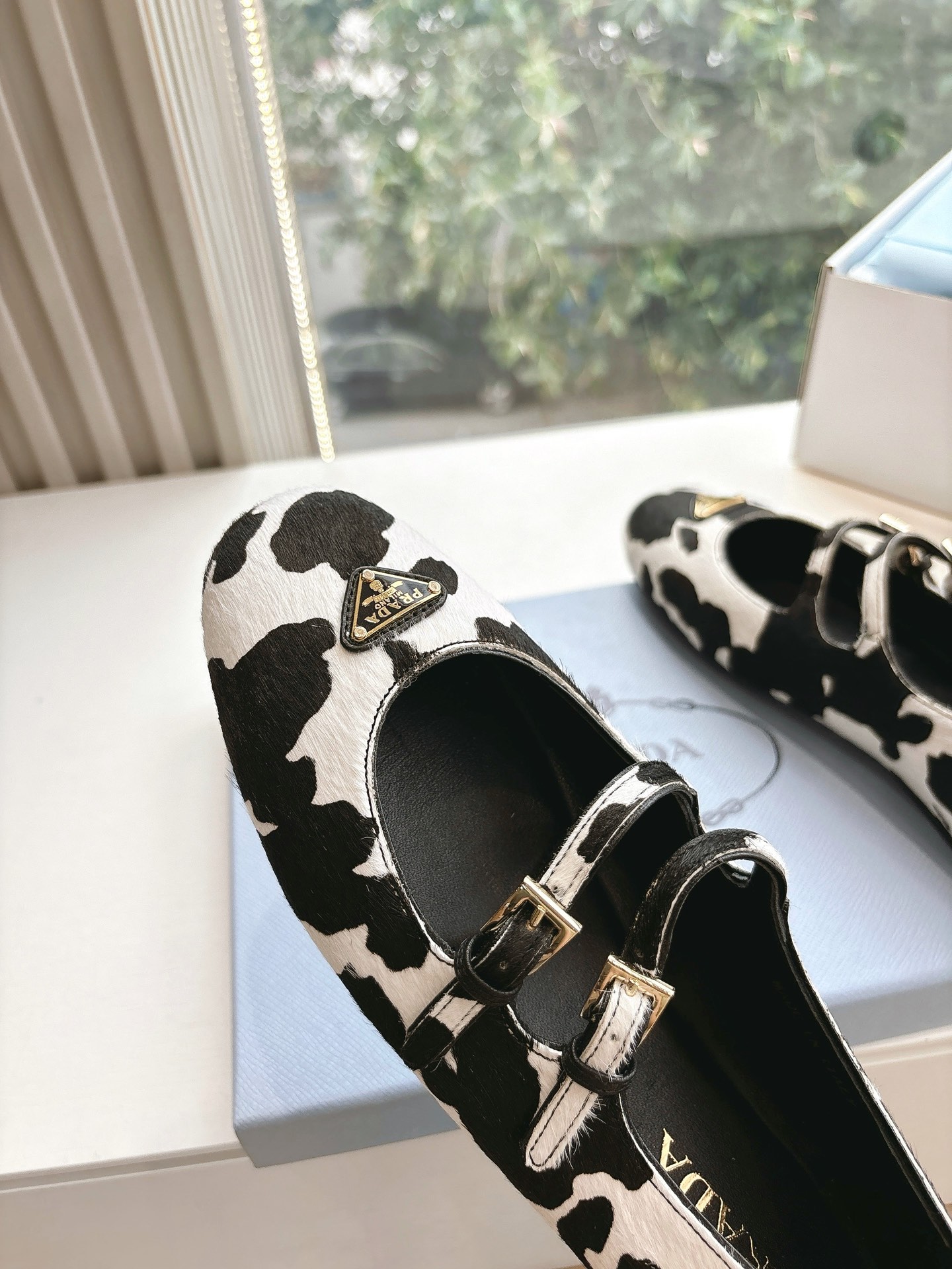 Bagsaaa Pra*a Printed leather ballerinas