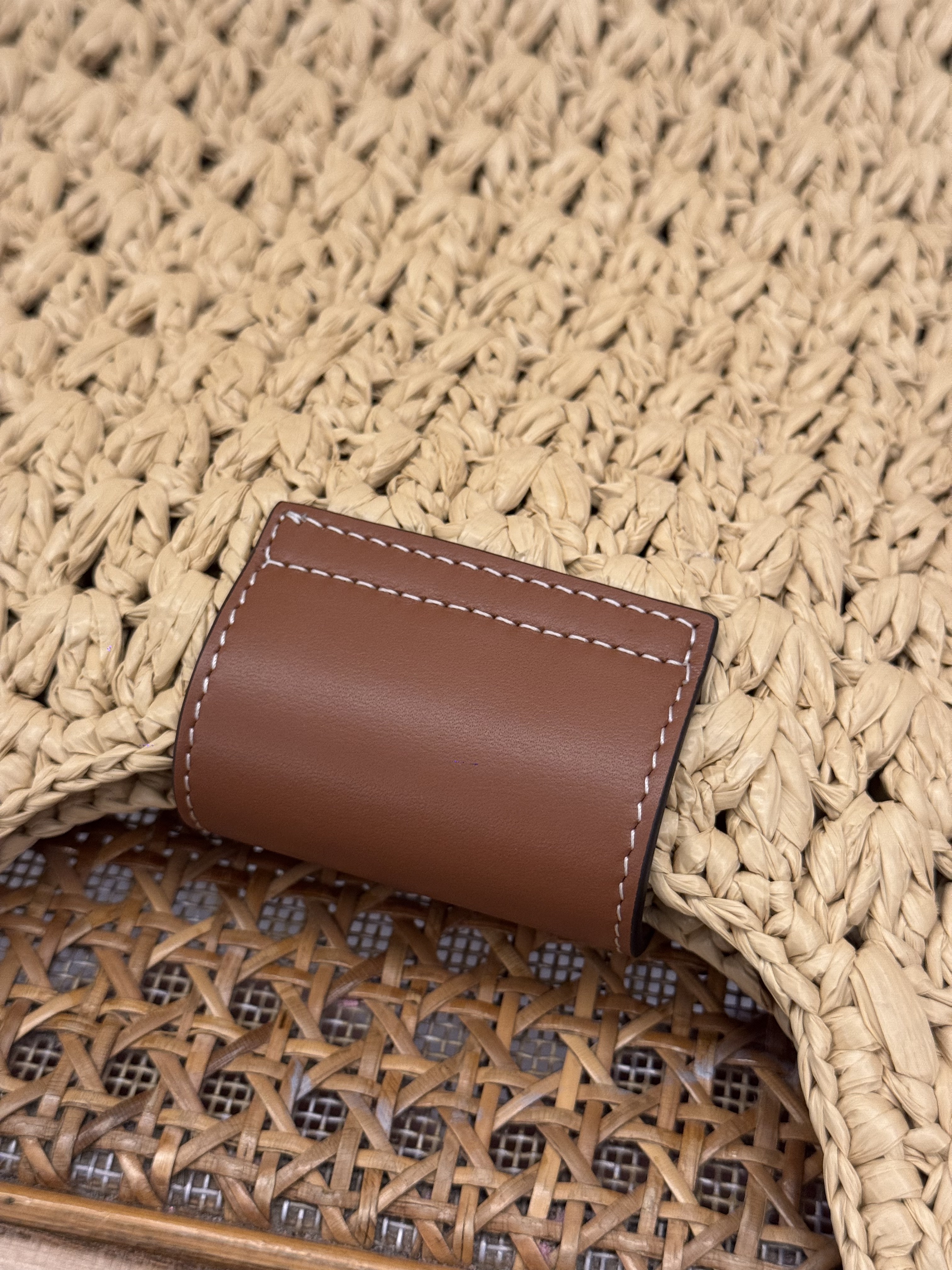 Bagsaaa Ce1i*e Cabas Triangle In Raffia And Calfskin 119772 - 45cm