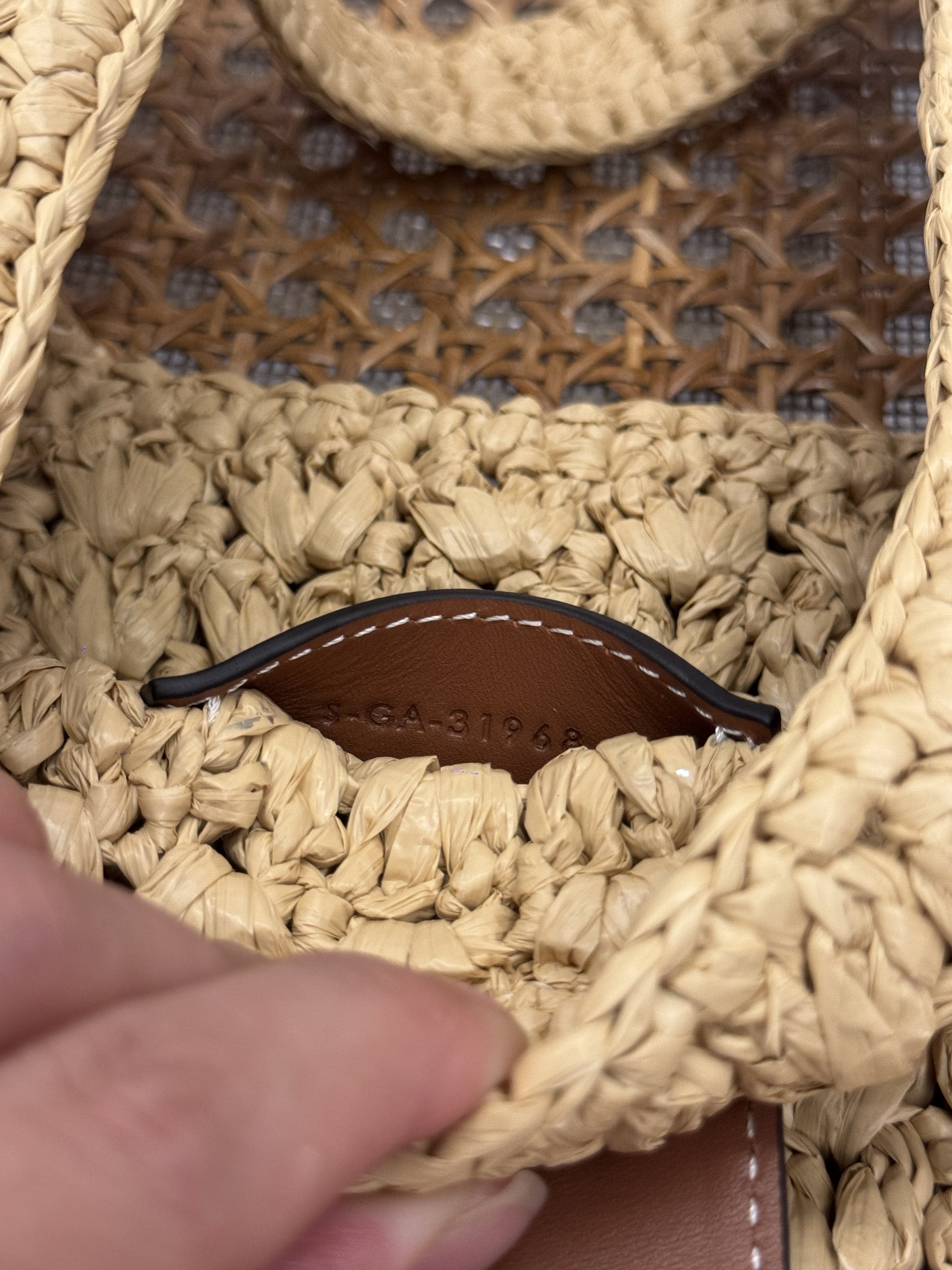 Bagsaaa Ce1i*e Cabas Triangle In Raffia And Calfskin 119772 - 45cm