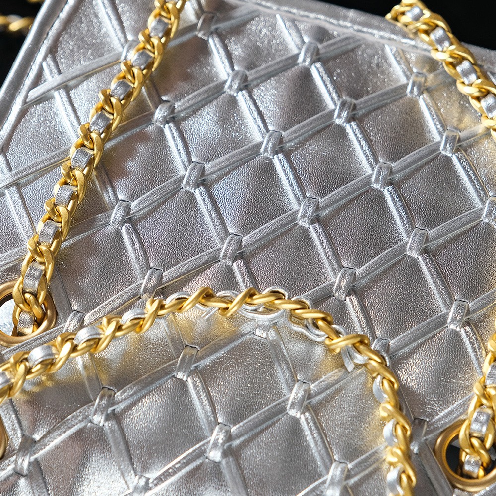 Bagsaaa Bagsaaa Ch**el Mini Flap Bag AS4797 Silver - 19cm