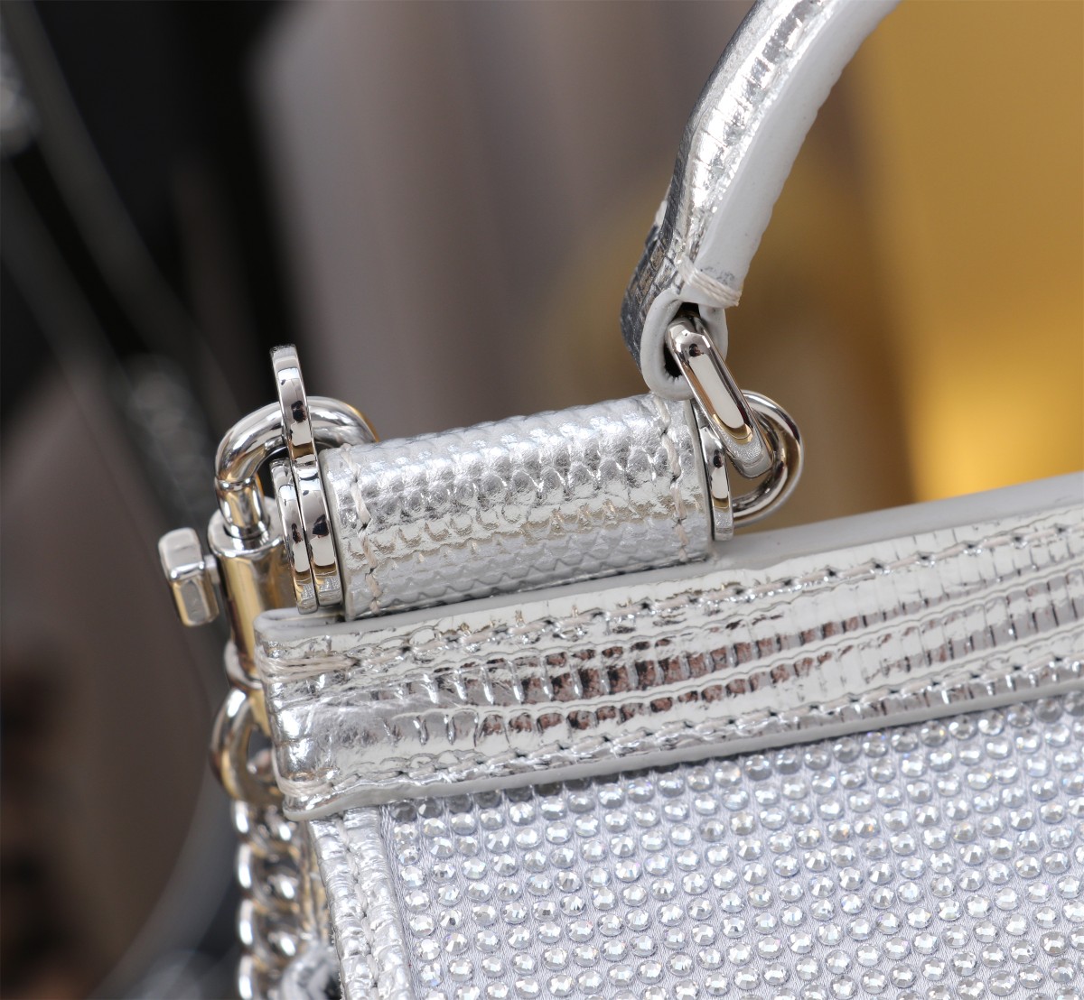 Bagsaaa Dolce & Gabbana mini Sicily satin top-handle bag silver - 16cm