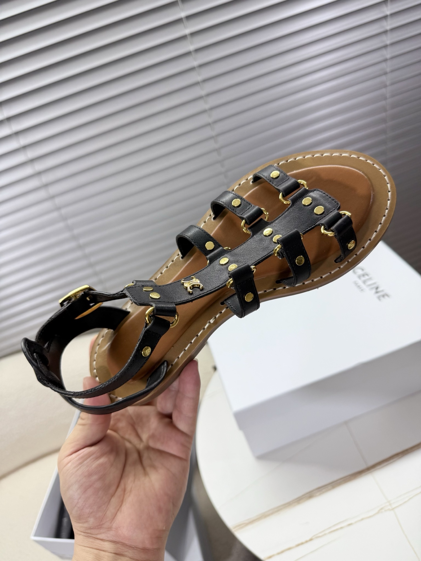 Bagsaaa Ce1i*e Lympia Gladiator Sandal In Calfskin Black
