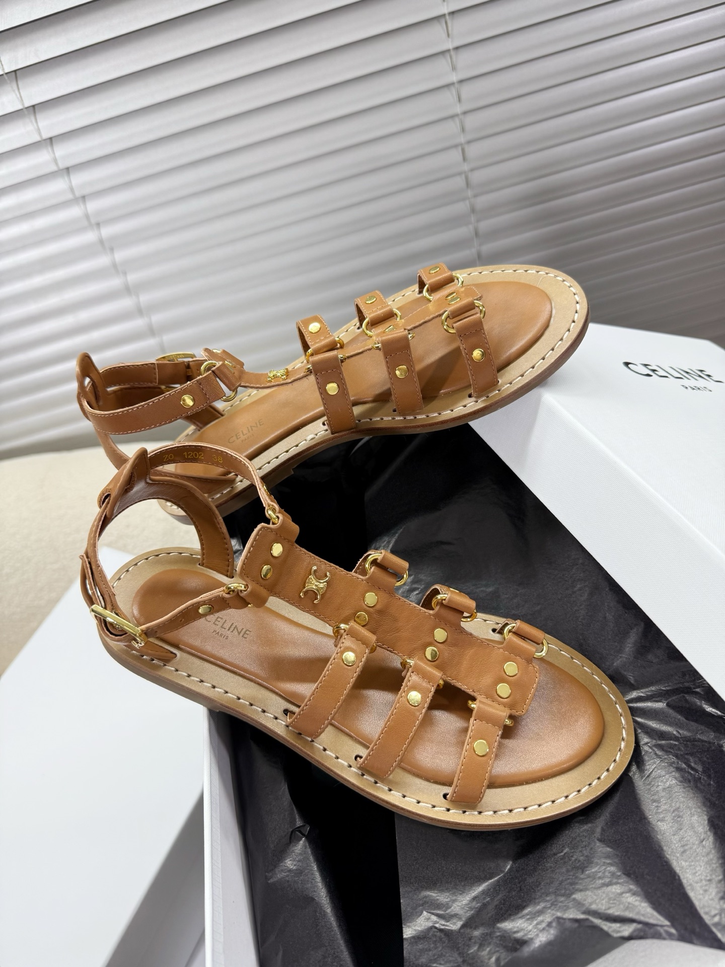 Bagsaaa Ce1i*e Lympia Gladiator Sandal In Calfskin Brown