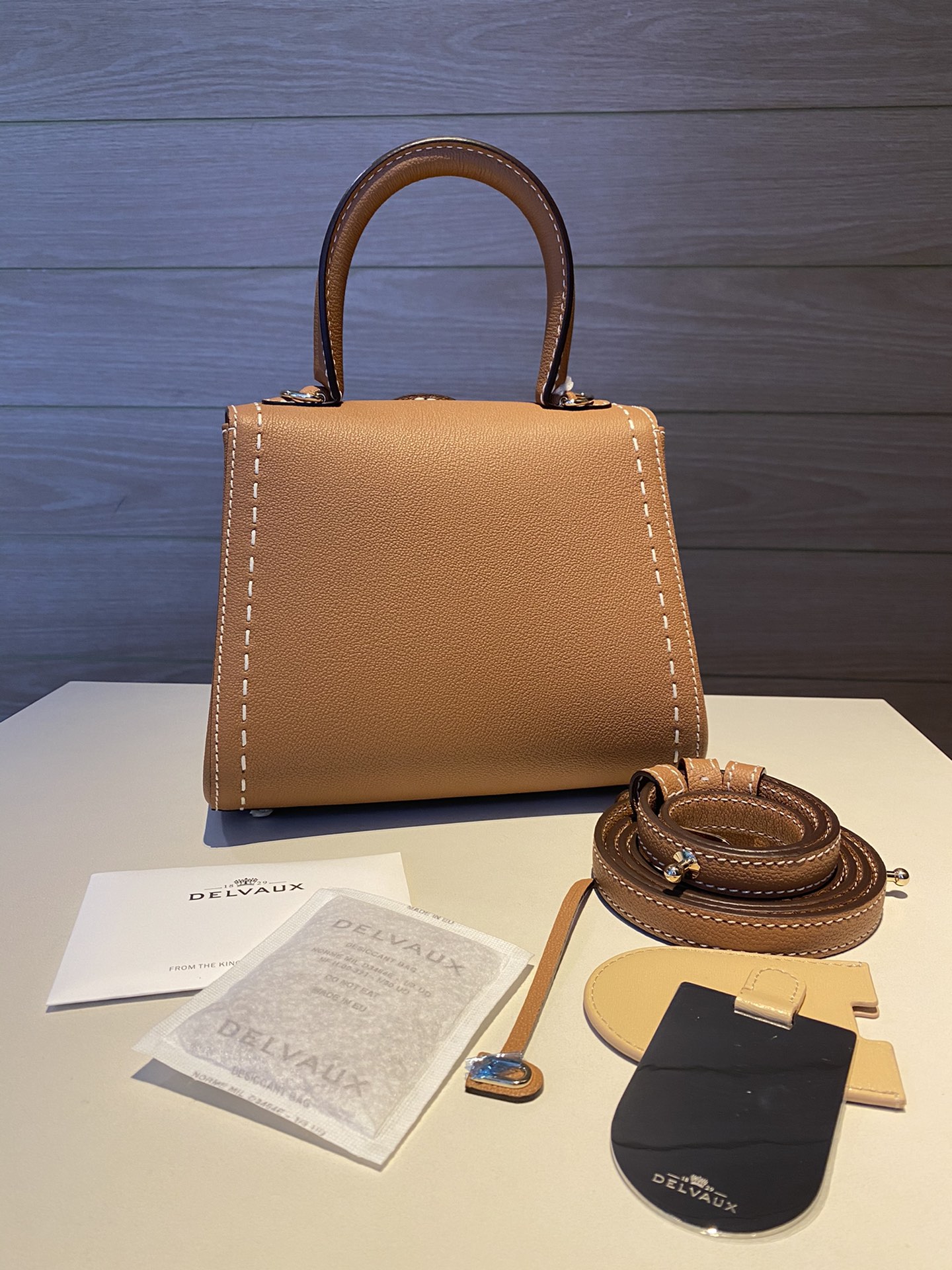 Bagsaaa Delvaux Brillant Mini Surpiqué Brown - 20cm