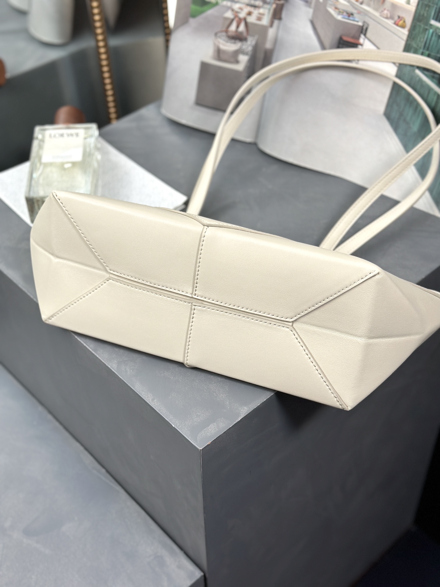 Bagsaaa L0ew* Cropped Puzzle Fold Bag White - 39cm