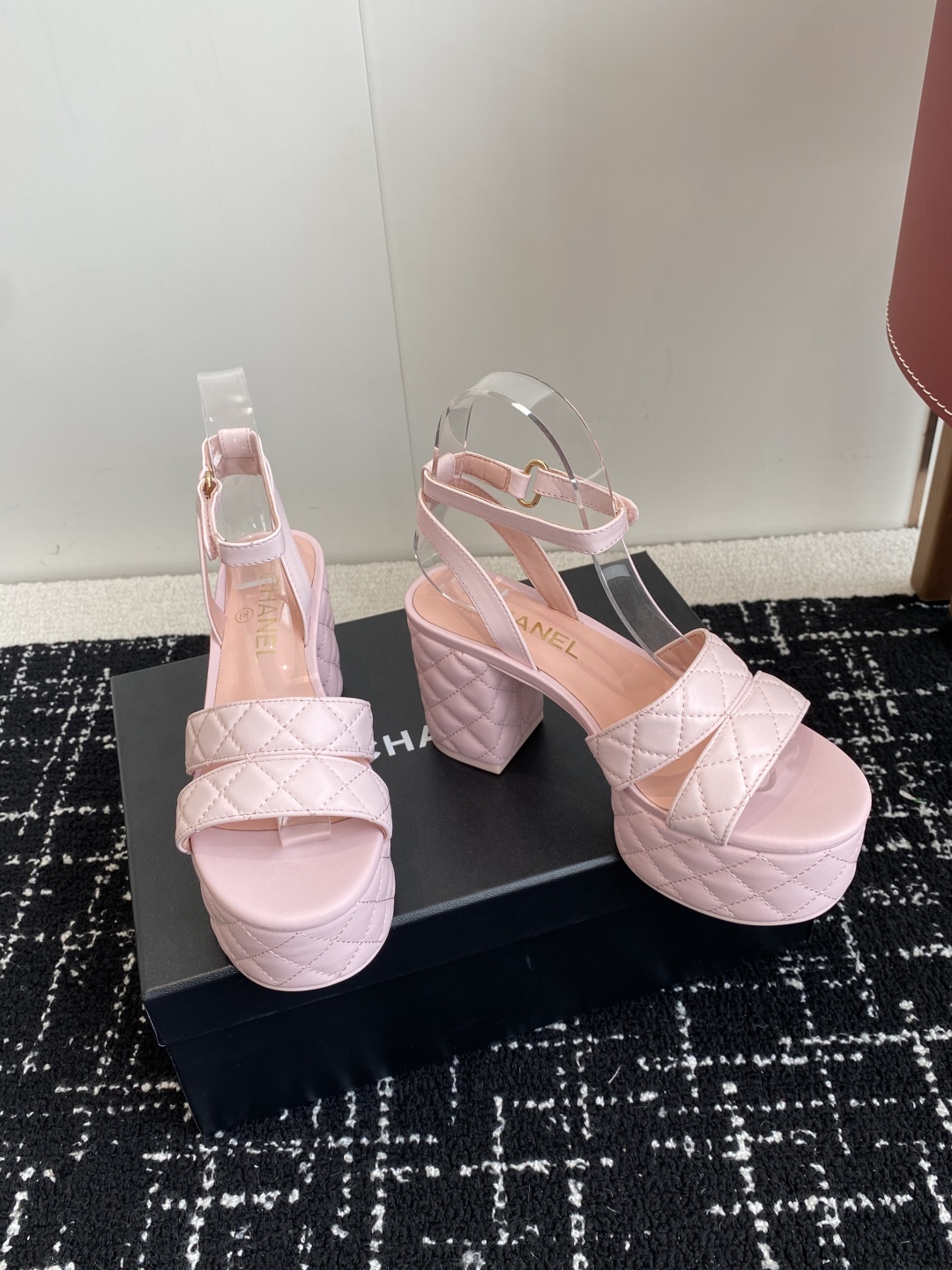 Bagsaaa Ch**el Sandals G46427 Pink Lambskin - 9cm