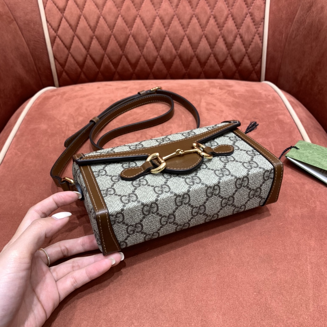 Bagsaaa Gvc*1 Horsebit 1955 mini bag 699296 beige & brown - 18cm