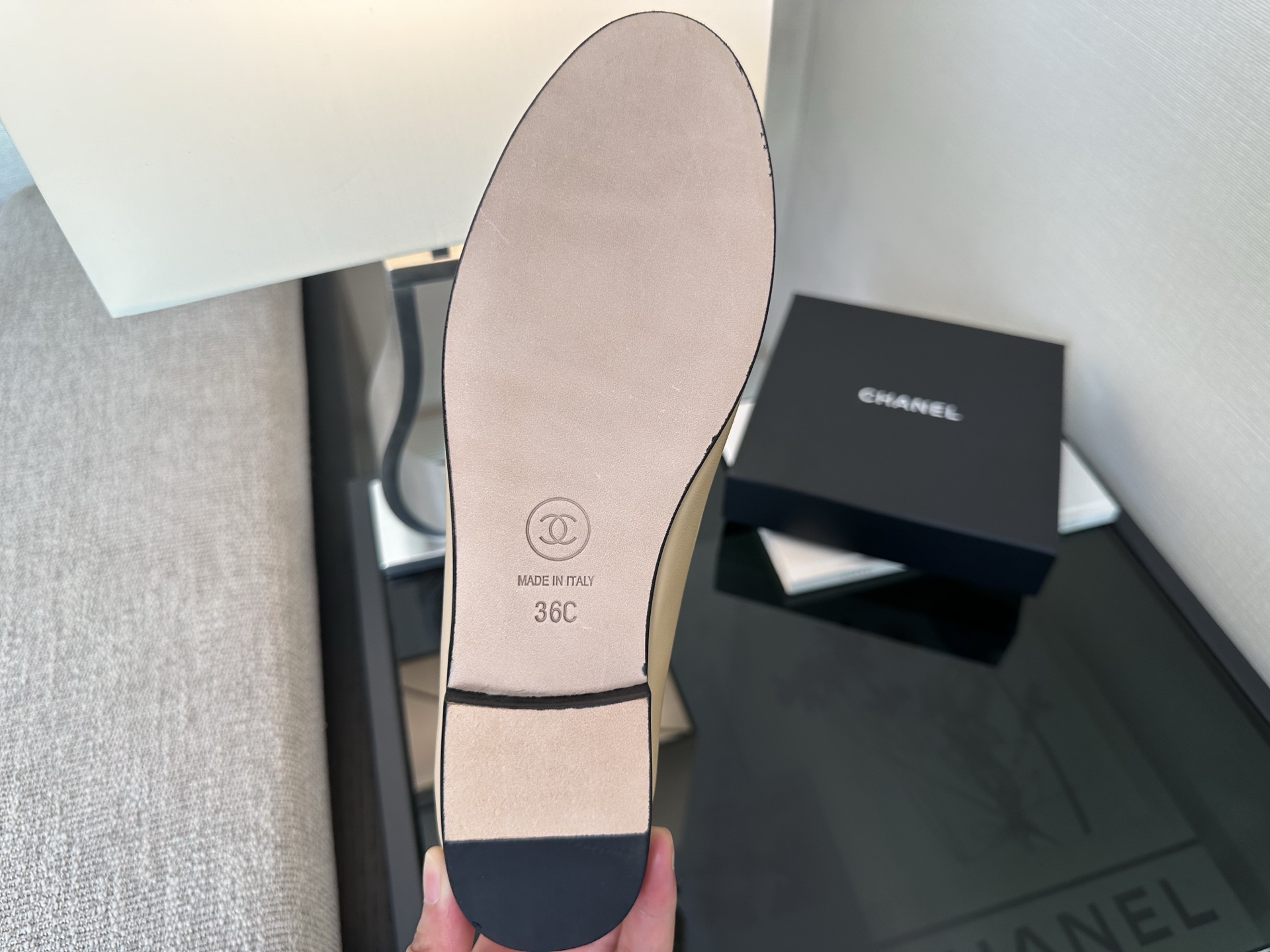 Bagsaaa Ch**el Ballet flats Beige Back Lambskin G02819