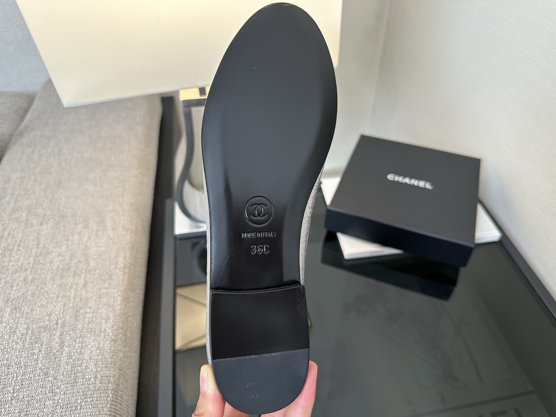 Bagsaaa Ch**el Ballet flats silver & black