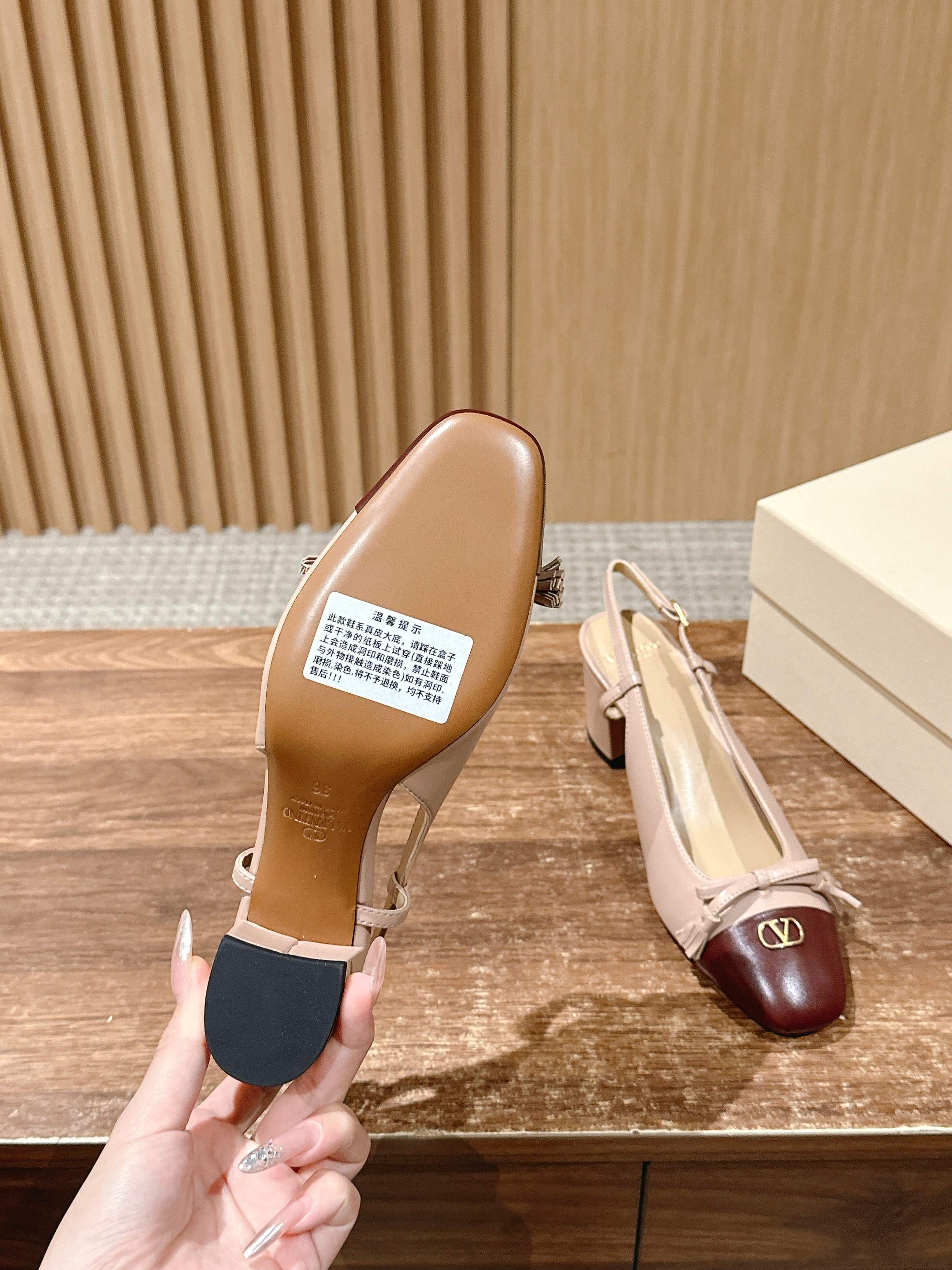 Bagsaaa Va1e*ntin0 Valet Du Roi Kidskin Slingback Pumps 60Mm ROSE CANNELLE/GARNET