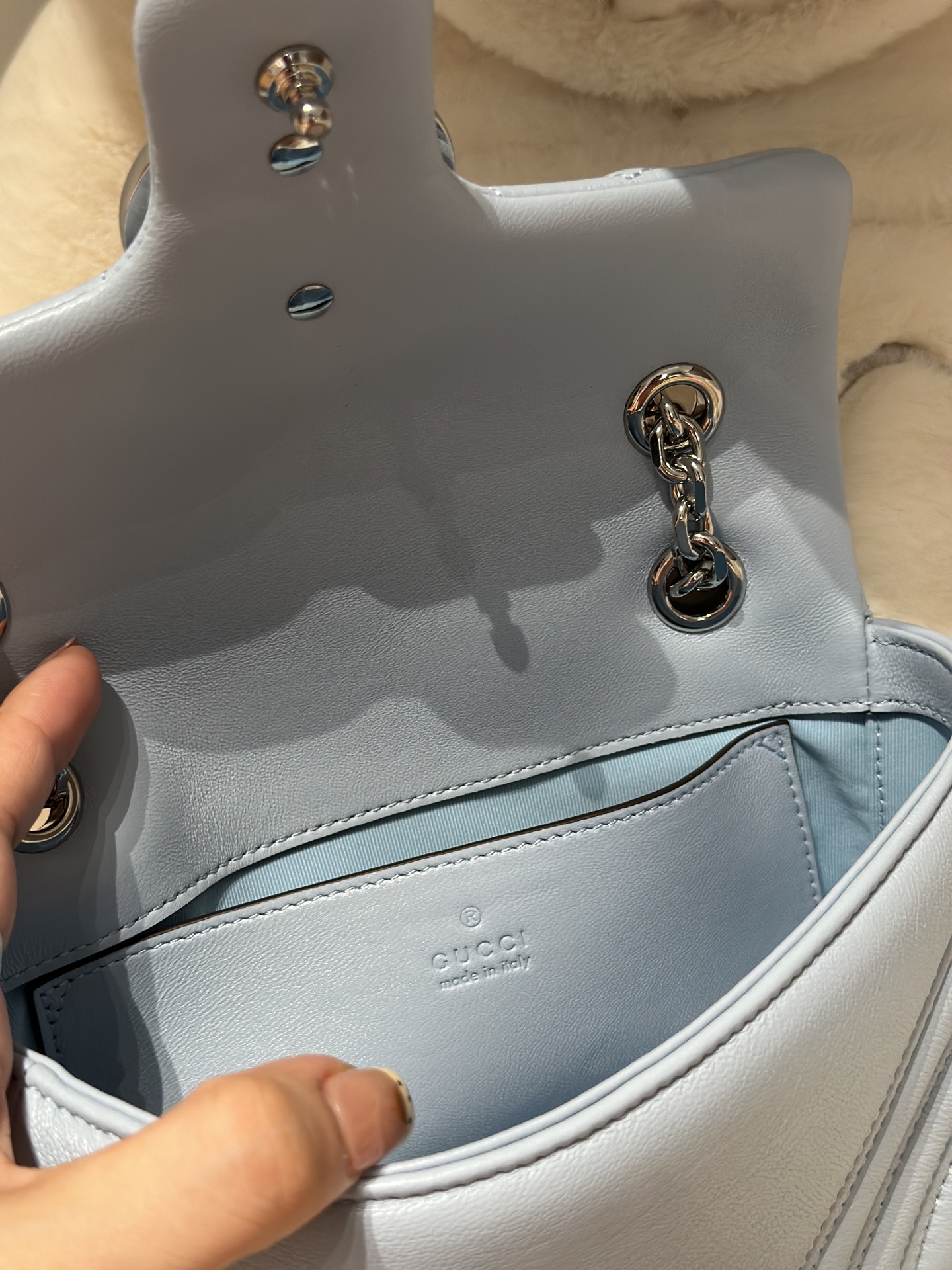 Bagsaaa Gvc*1 GG Marmont small shoulder bag 837280 light blue - 22cm