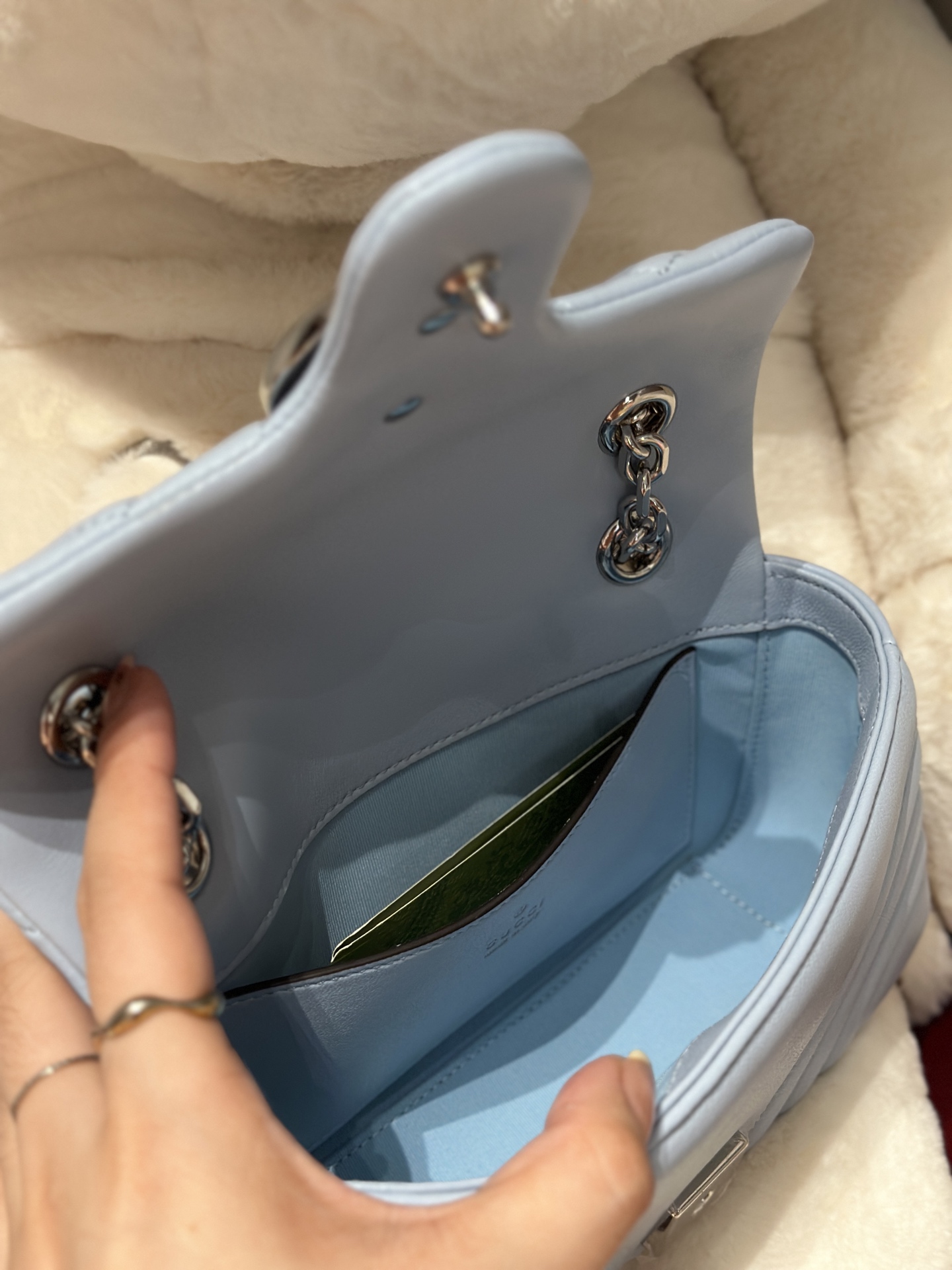 Bagsaaa Gvc*1 GG Marmont small shoulder bag 837280 light blue - 22cm