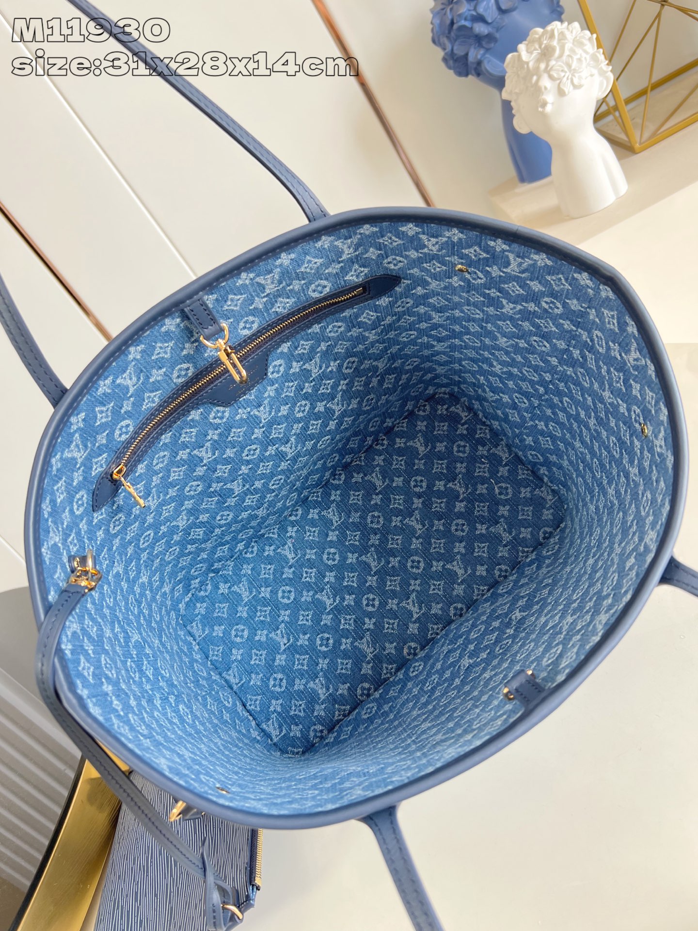 Bagsaaa LV M14856 Neverfull MM Denim Blue - 31cm