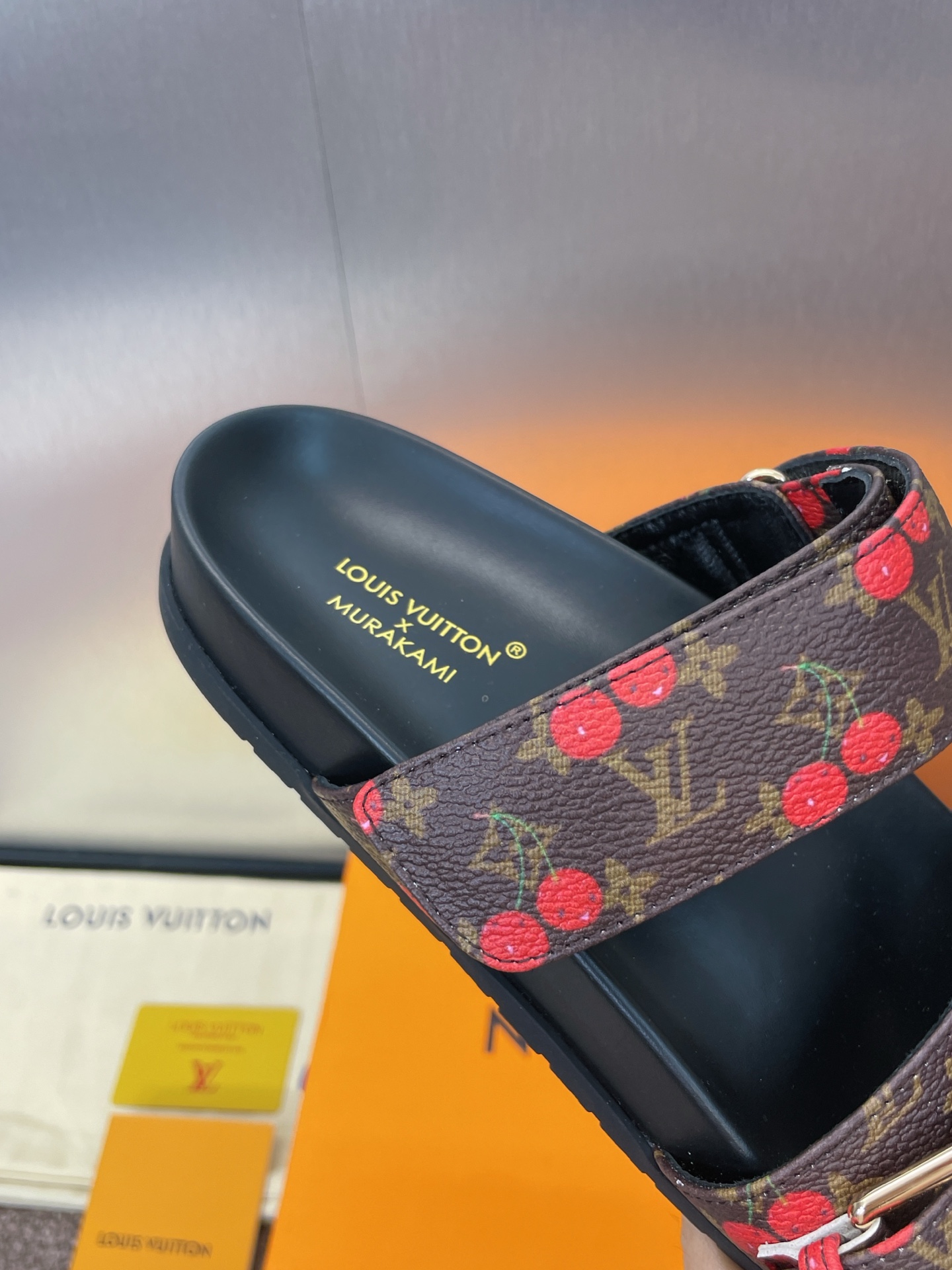 Bagsaaa LV x TM Bom Dia Flat Comfort Mule Monogram cherry