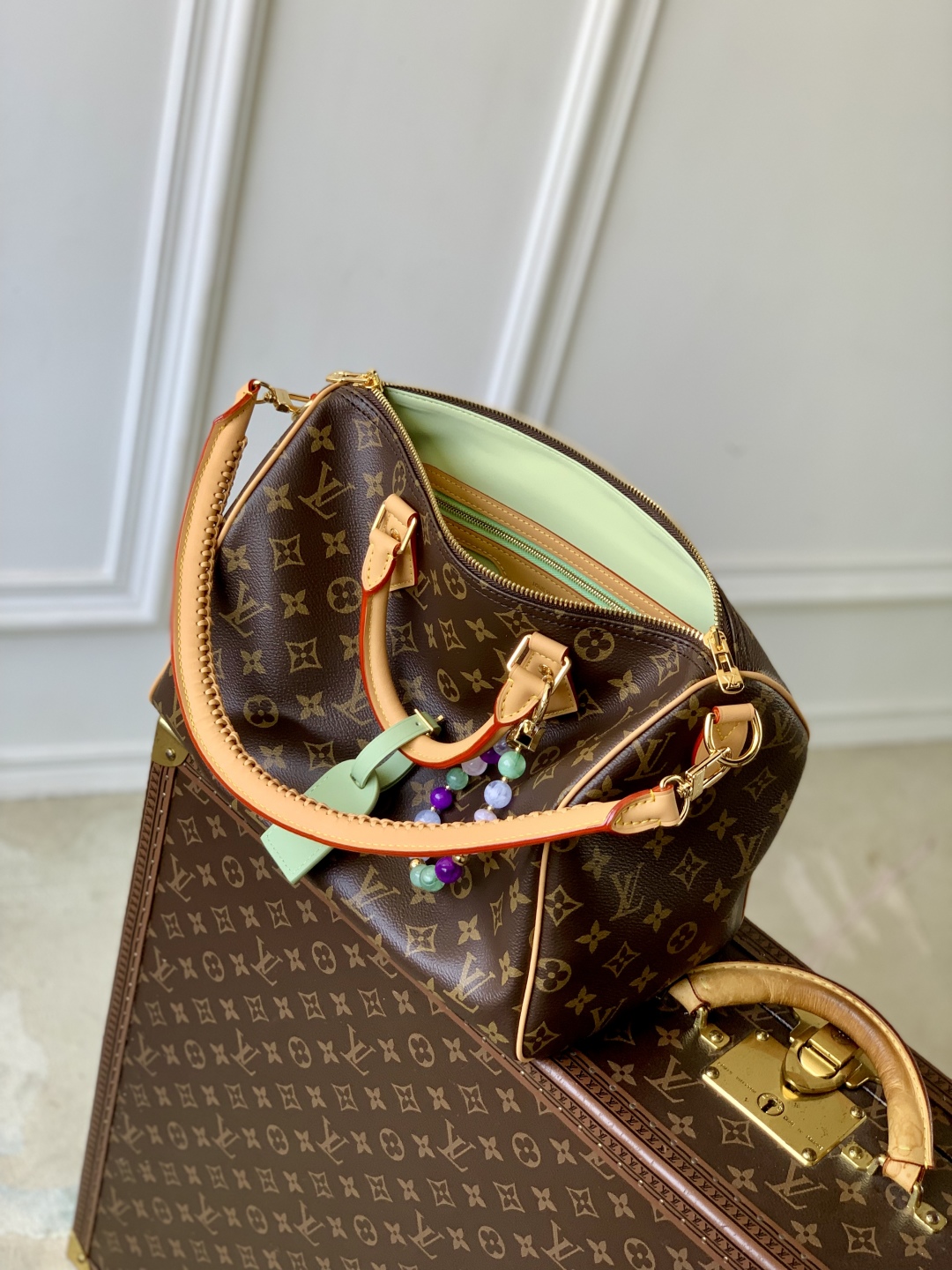 Bagsaaa LV M15107 Speedy Soft 30 Lucky Monogram/Green - 30cm