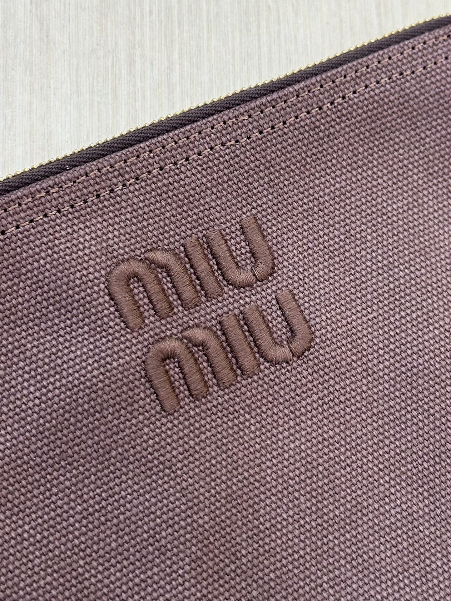 Bagsaaa Miu Miu Logo-Embroidered Cotton-Knit Tote Bag Dark Brown - 44cm