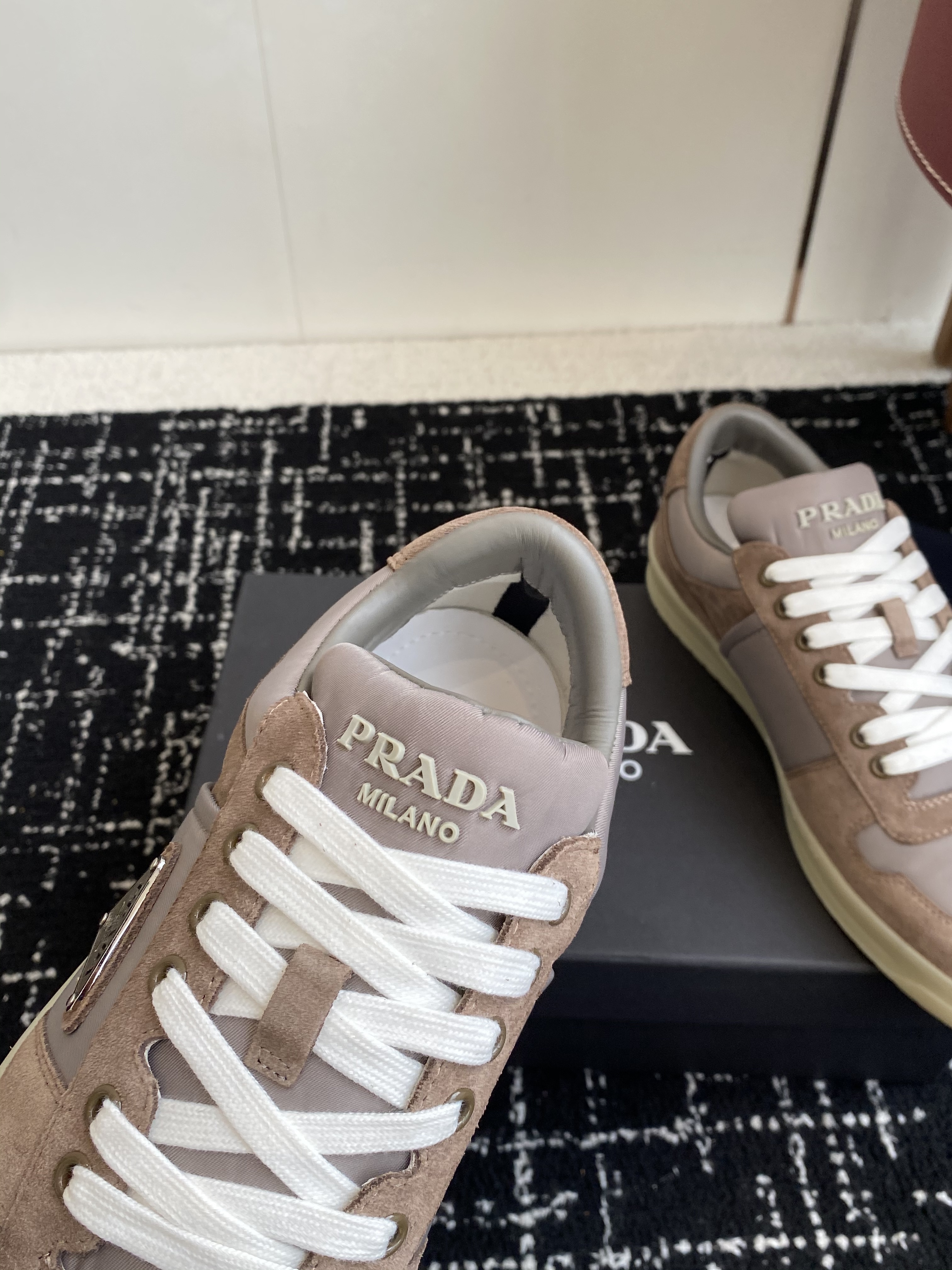 Bagsaaa Pra*a Downtown Re-Nylon and suede sneakers