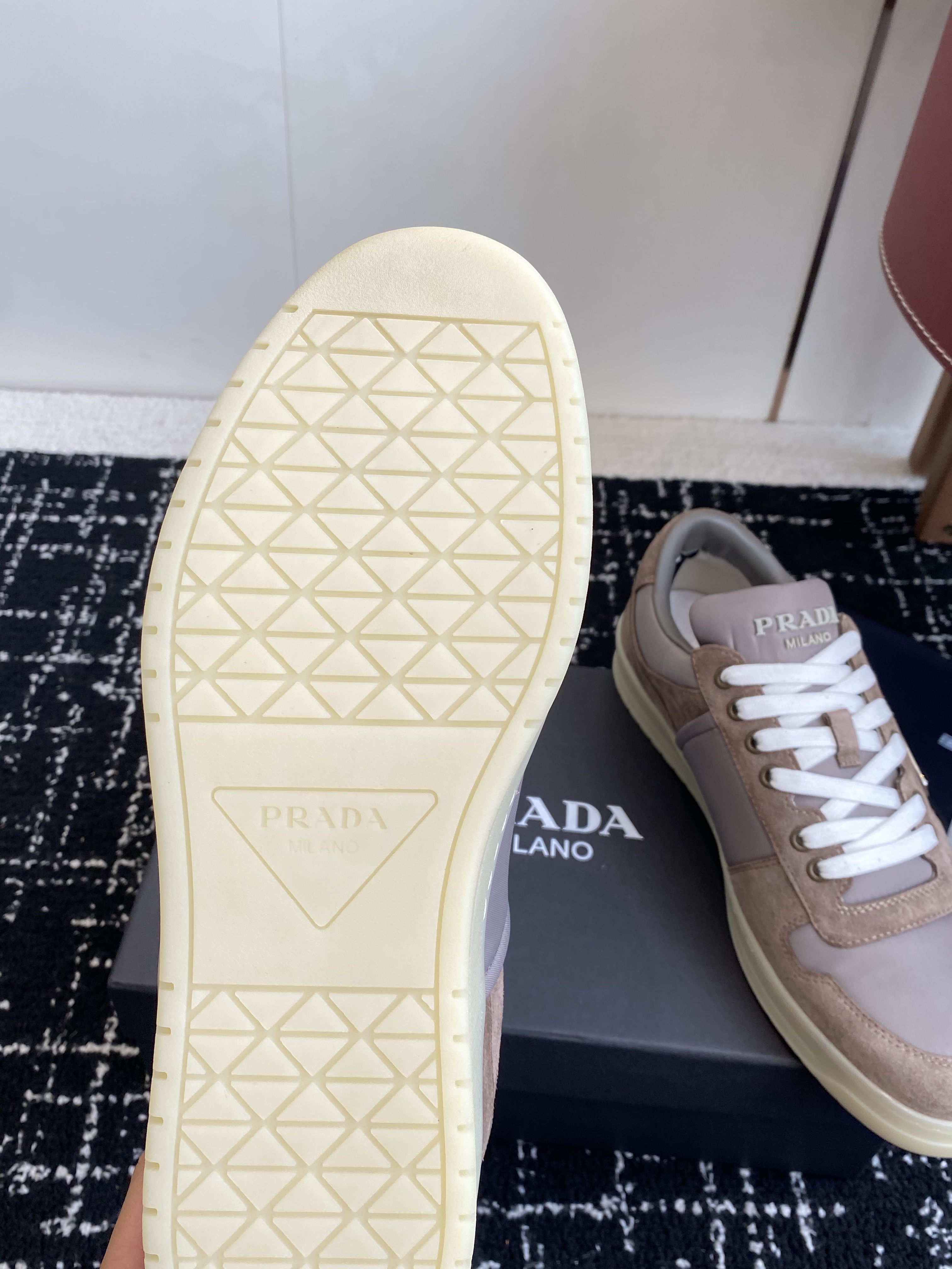 Bagsaaa Pra*a Downtown Re-Nylon and suede sneakers