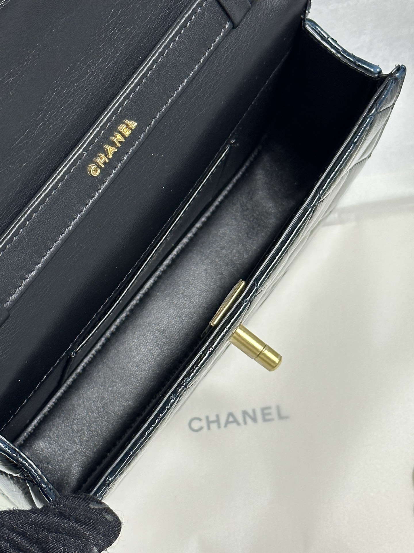 Bagsaaa Ch**el Mini Flap Bag AS5618 Black Patent - 19.5cm