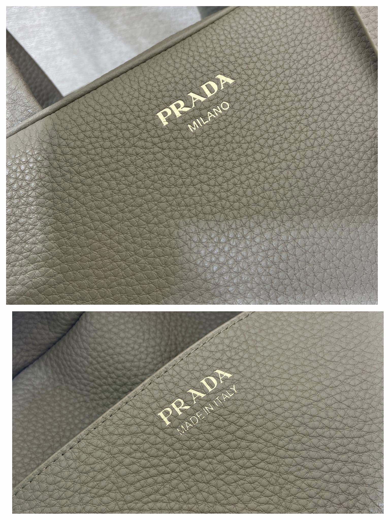 Bagsaaa Pra*a Medium leather top-handle bag 1BB149 Clay Grey - 28cm