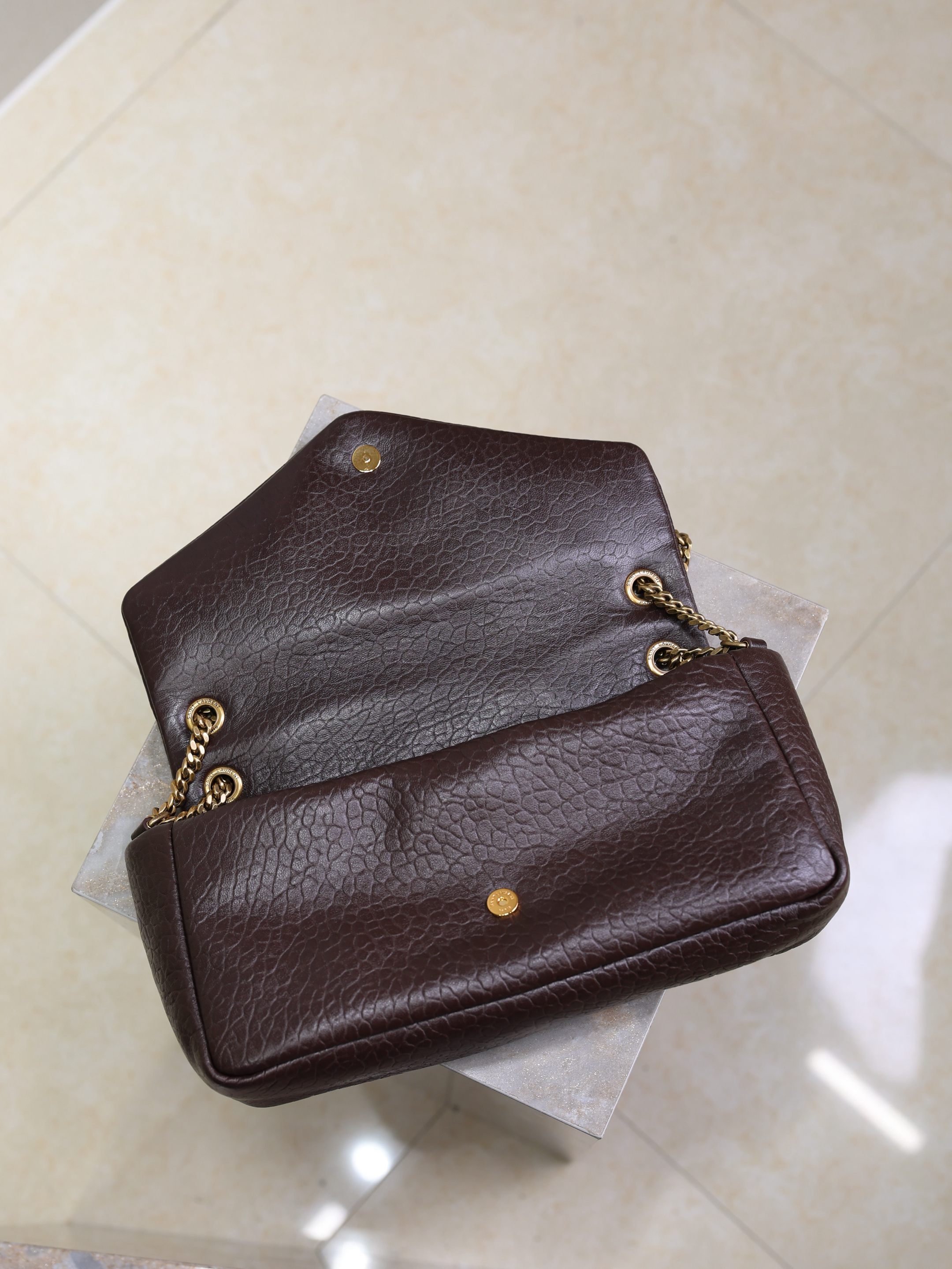 Bagsaaa Y51 Calypso Medium In Grained Lambskin 800916 Dark Brown - 30cm