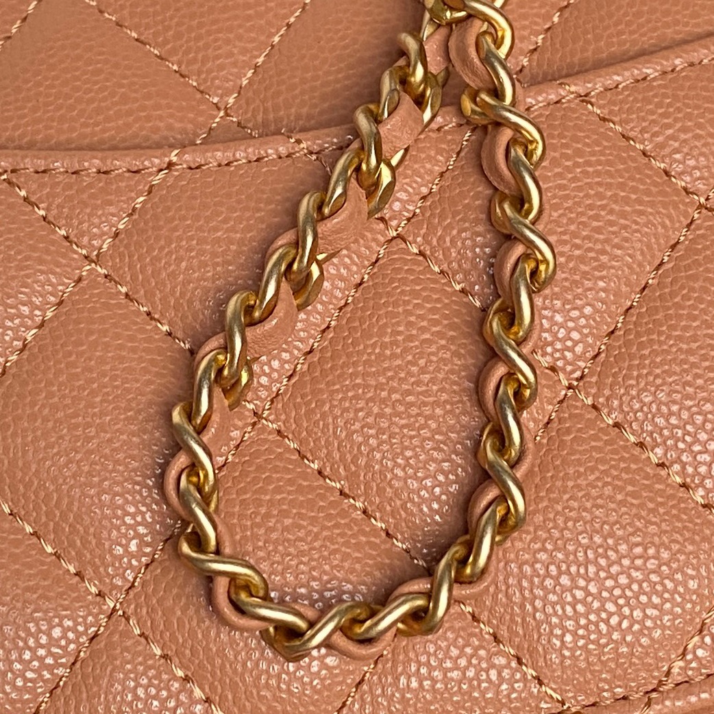 Bagsaaa Ch**el Wallet On Chain AP4785 Brown - 19.2cm