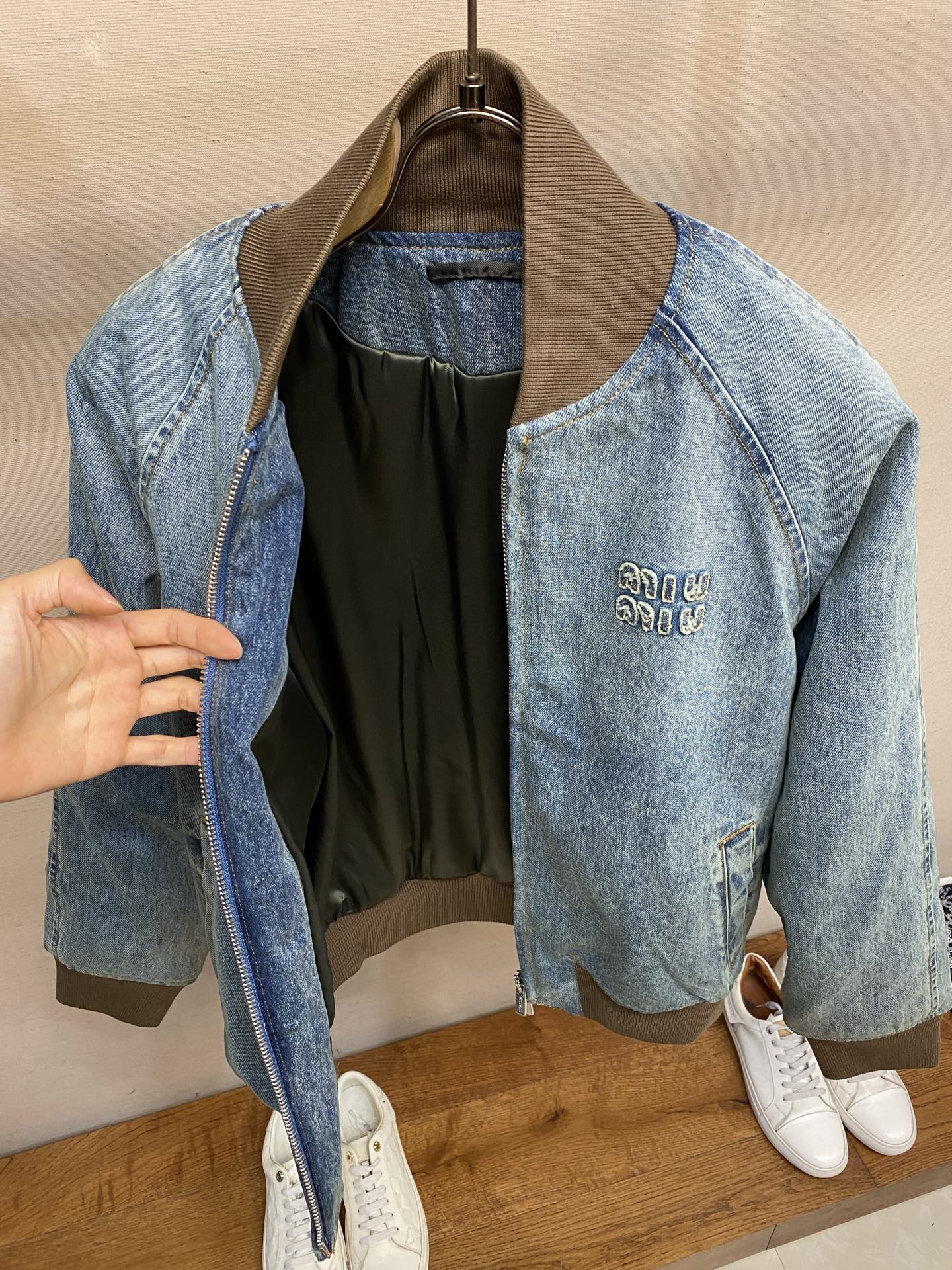 Bagsaaa Miu Miu Denim blouson jacket Navy
