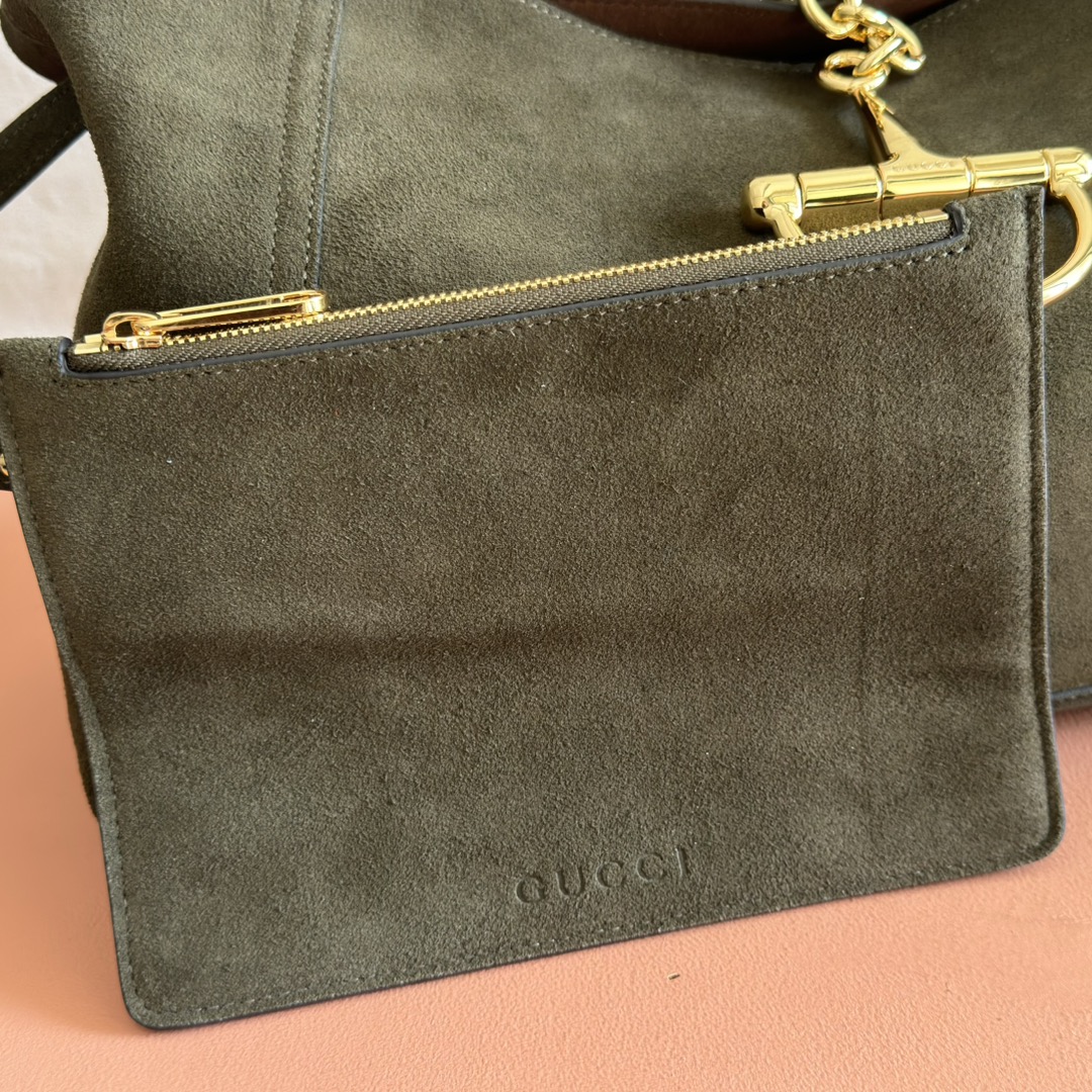 Bagsaaa Gvc*1 Softbit maxi shoulder bag 837466 green suede - 46cm
