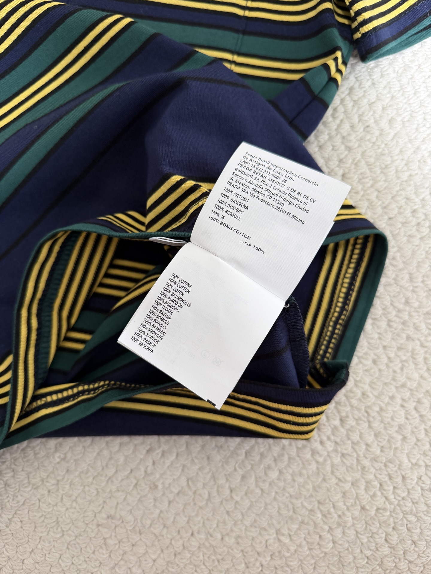 Bagsaaa Miu Miu Striped Cotton Jersey T-shirt in a navy