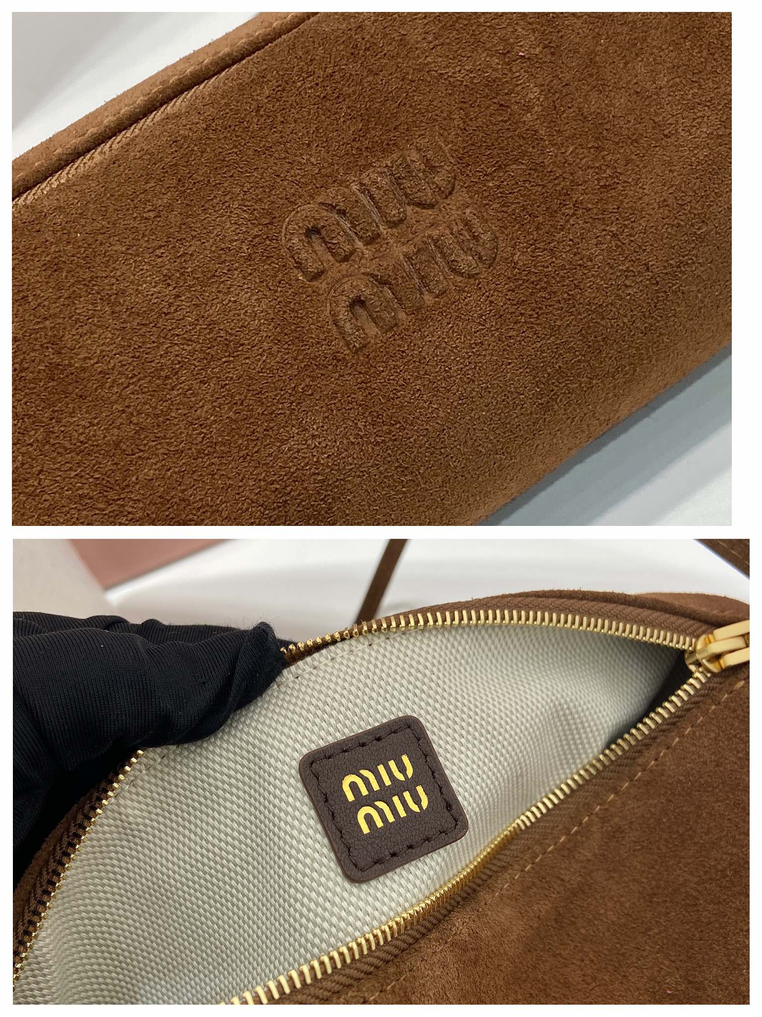 Bagsaaa Miu Miu Suede pouch 5NE851 brown suede - 22cm
