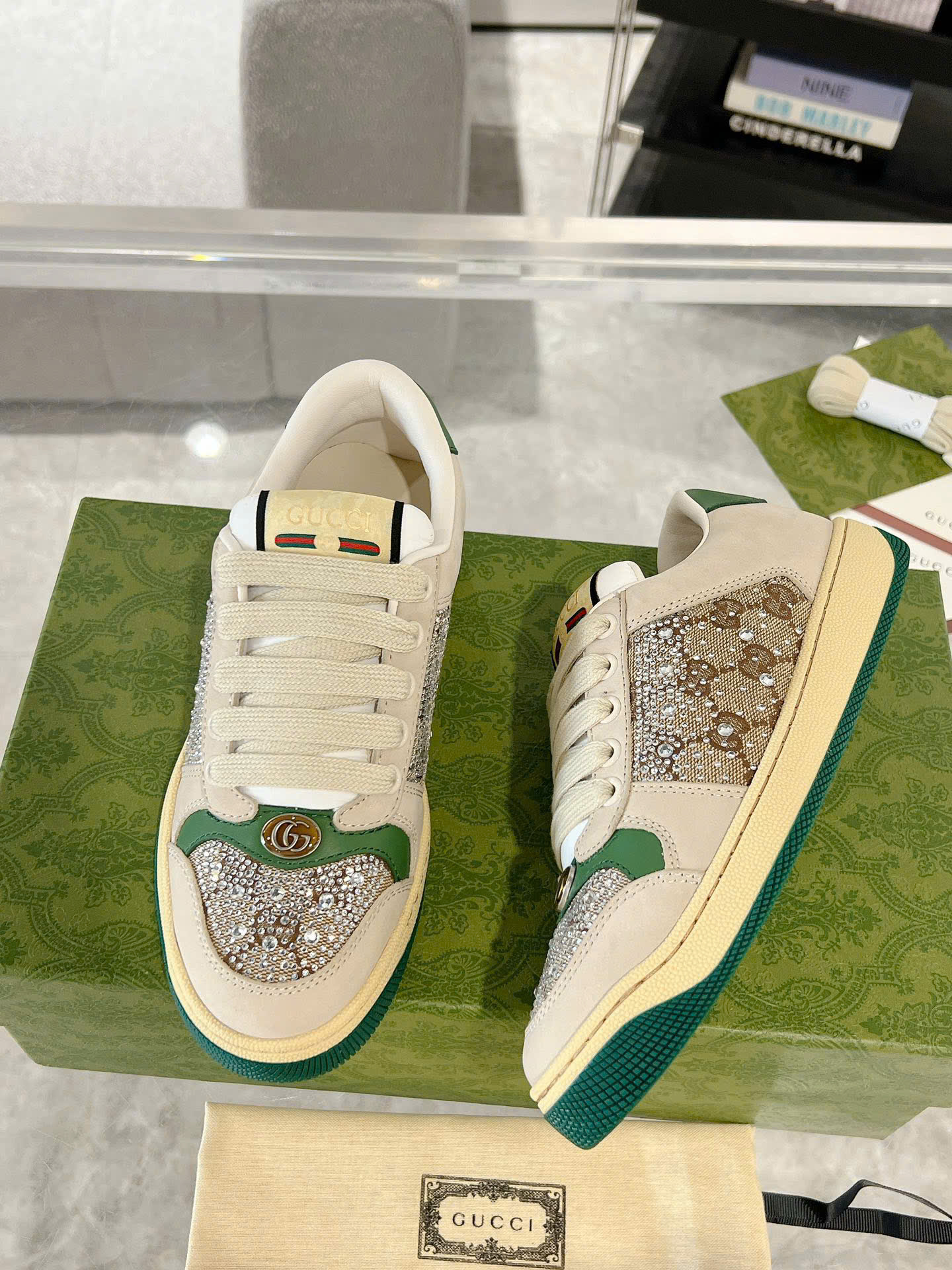 Bagsaaa GG crystal Screener sneaker green