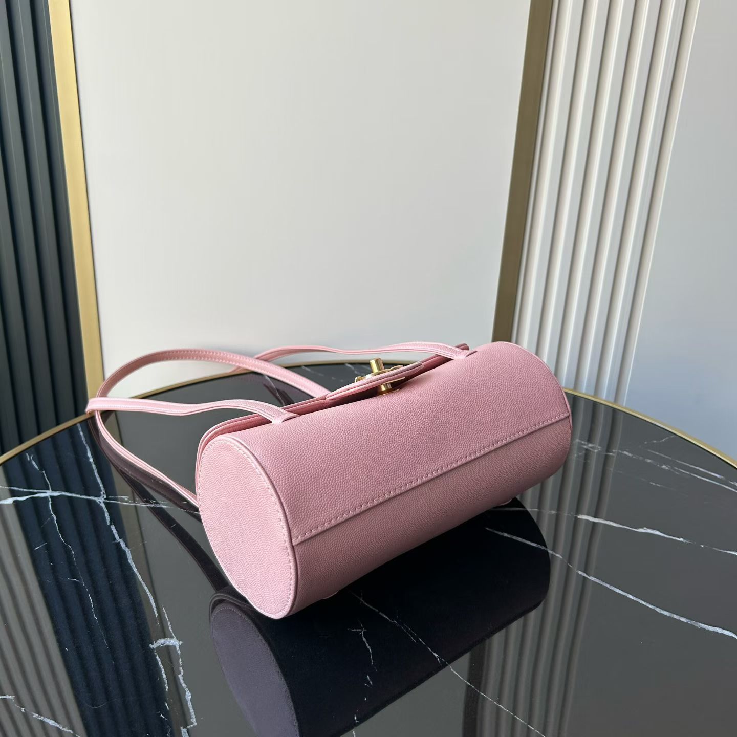 Bagsaaa New Collection 2026 Ch**el Small Bowling Bag AS6143 Pink - 20.5cm