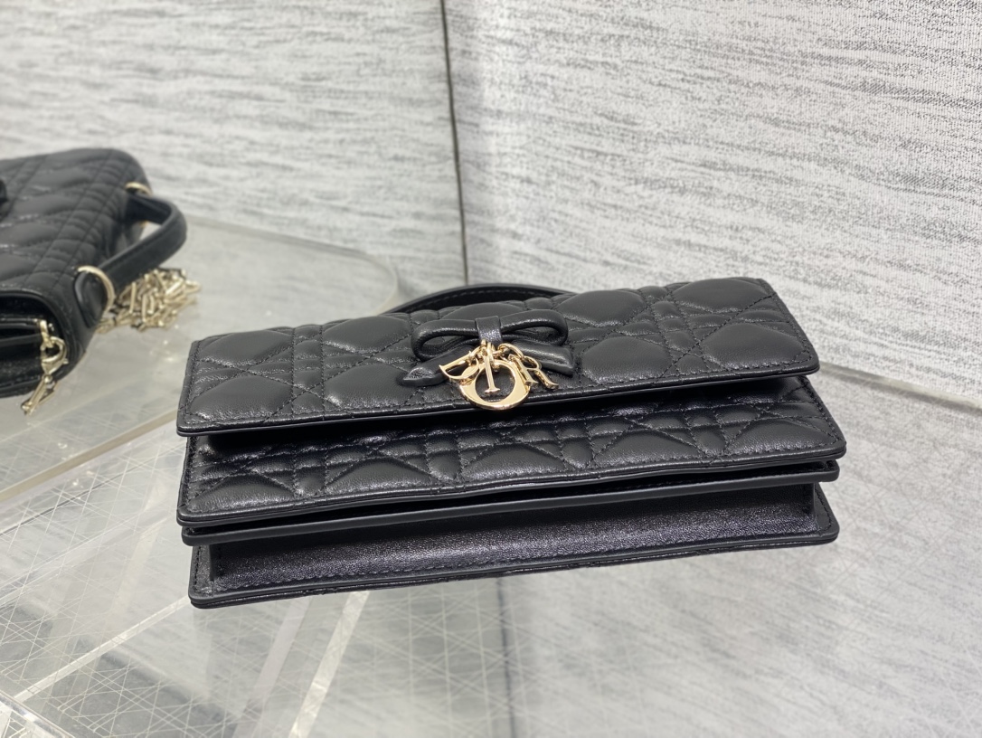 Bagsaaa My D10r Mini Bag Black Cannage Lambskin - 21cm