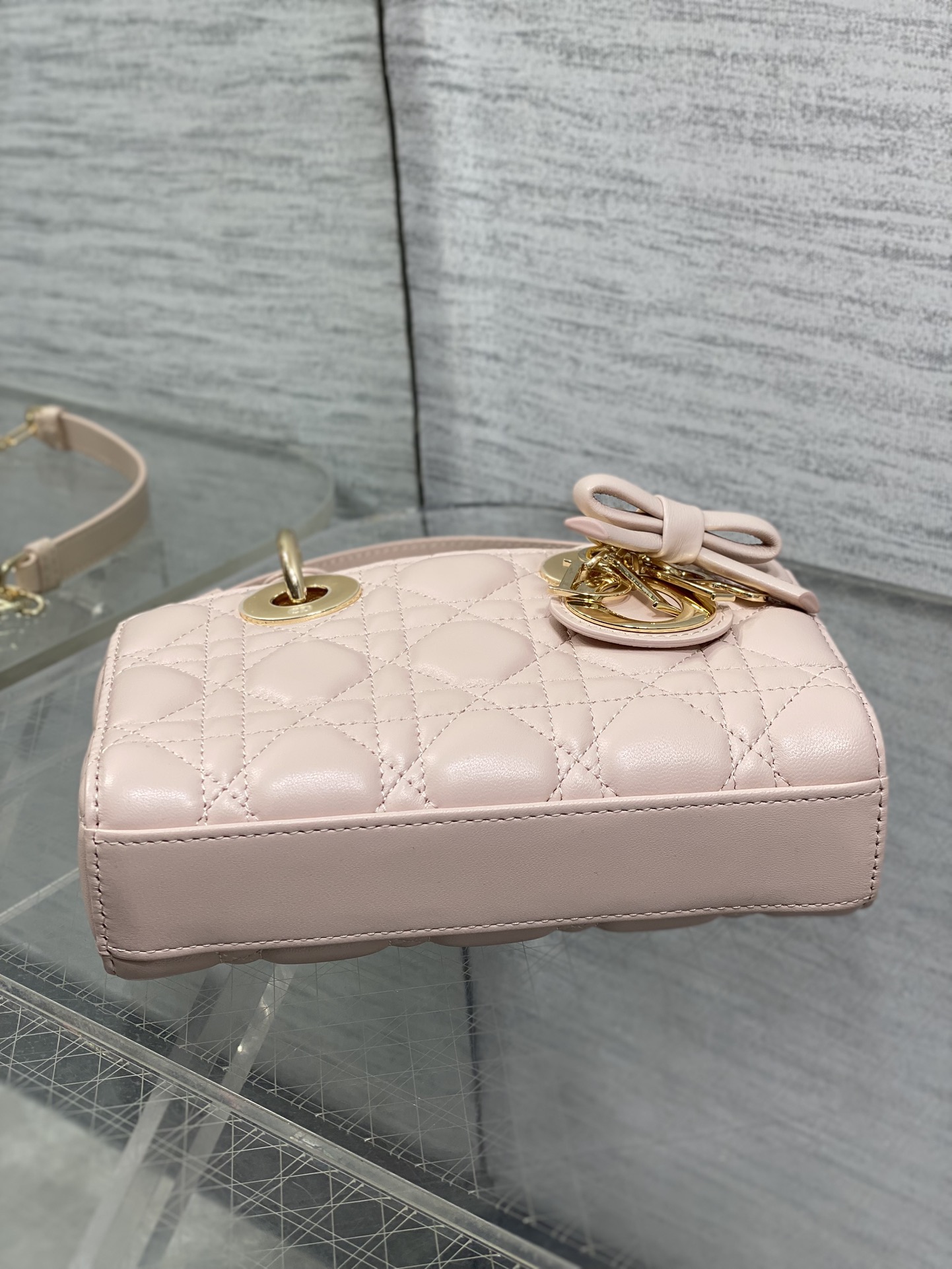 Bagsaaa D10r Mini Lady D-Joy Bag Rose Soupir Cannage Lambskin - 19cm