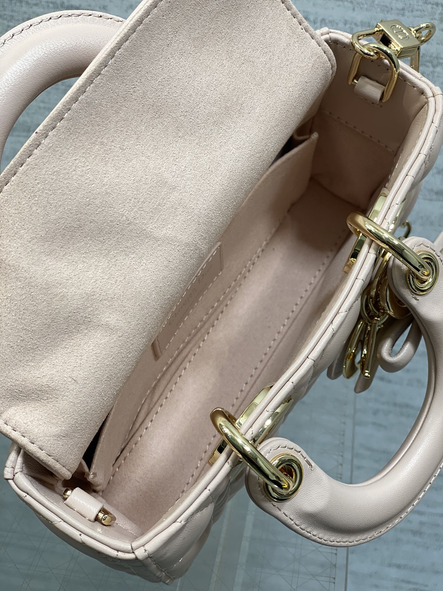 Bagsaaa D10r Mini Lady D-Joy Bag Rose Soupir Cannage Lambskin - 19cm