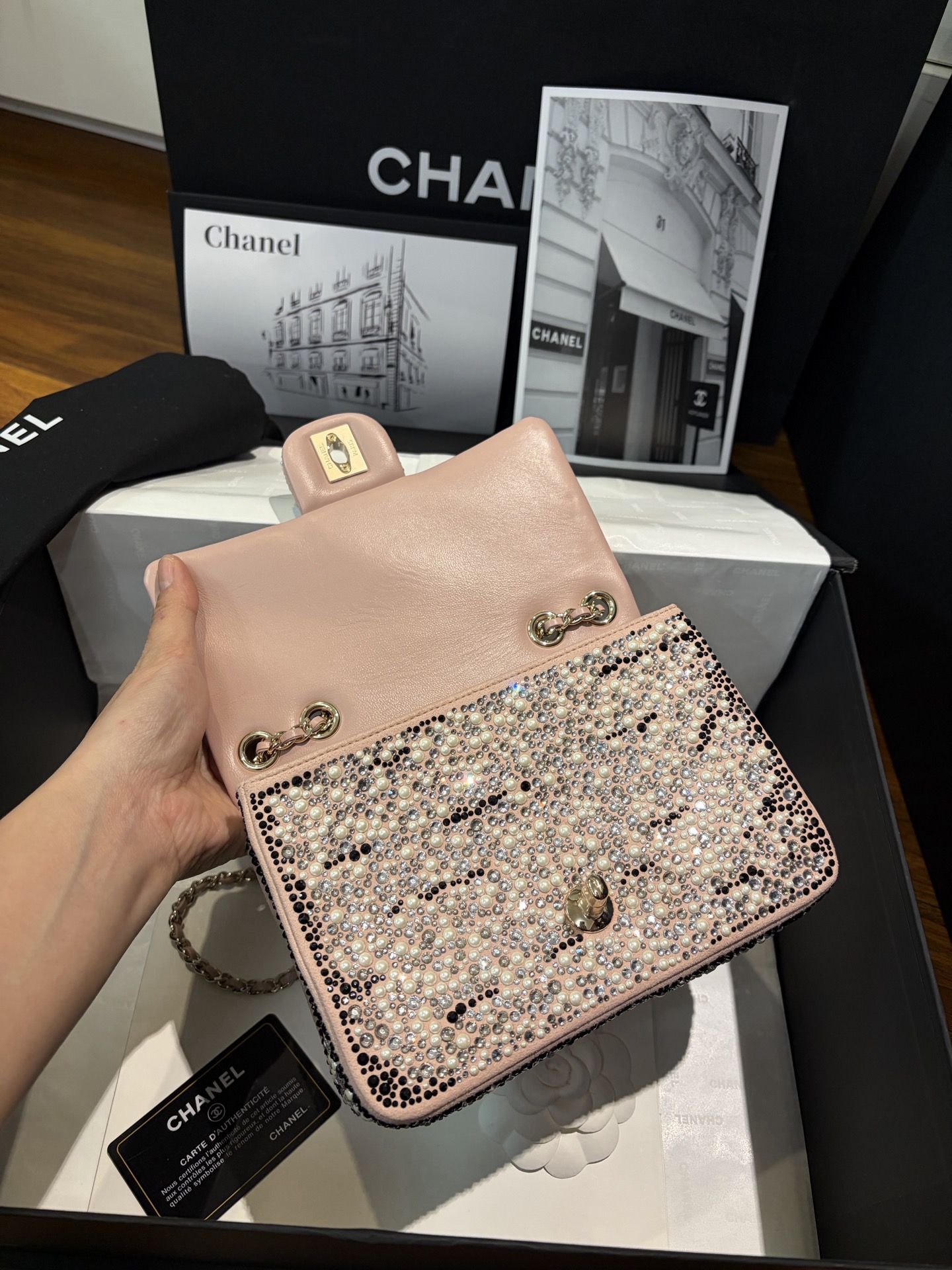 Bagsaaa New Collection 2026 Evening Bag Strass & Imitation Pearls AS4297 - 21cm