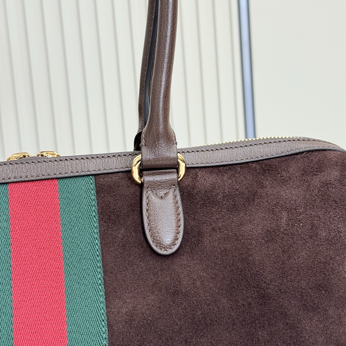 Bagsaaa Gvc*1 Borsetto large boston bag 866734 dark brown suede - 38.5cm