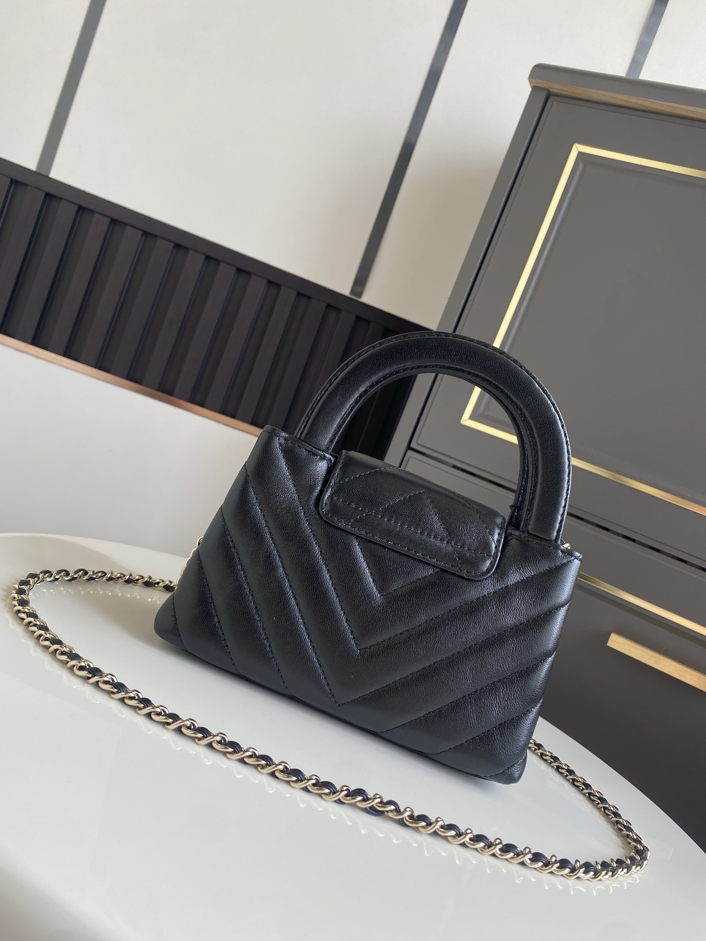 Bagsaaa Ch**el Spring Summer 2026 Mini Shopping Bag AS4416 Black - 19cm