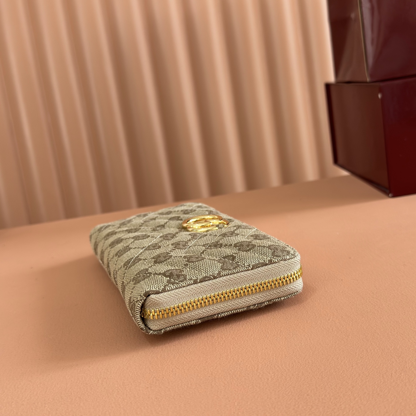 Bagsaaa Gvc*1 GG Marmont zip around wallet 443123 beige - 19cm