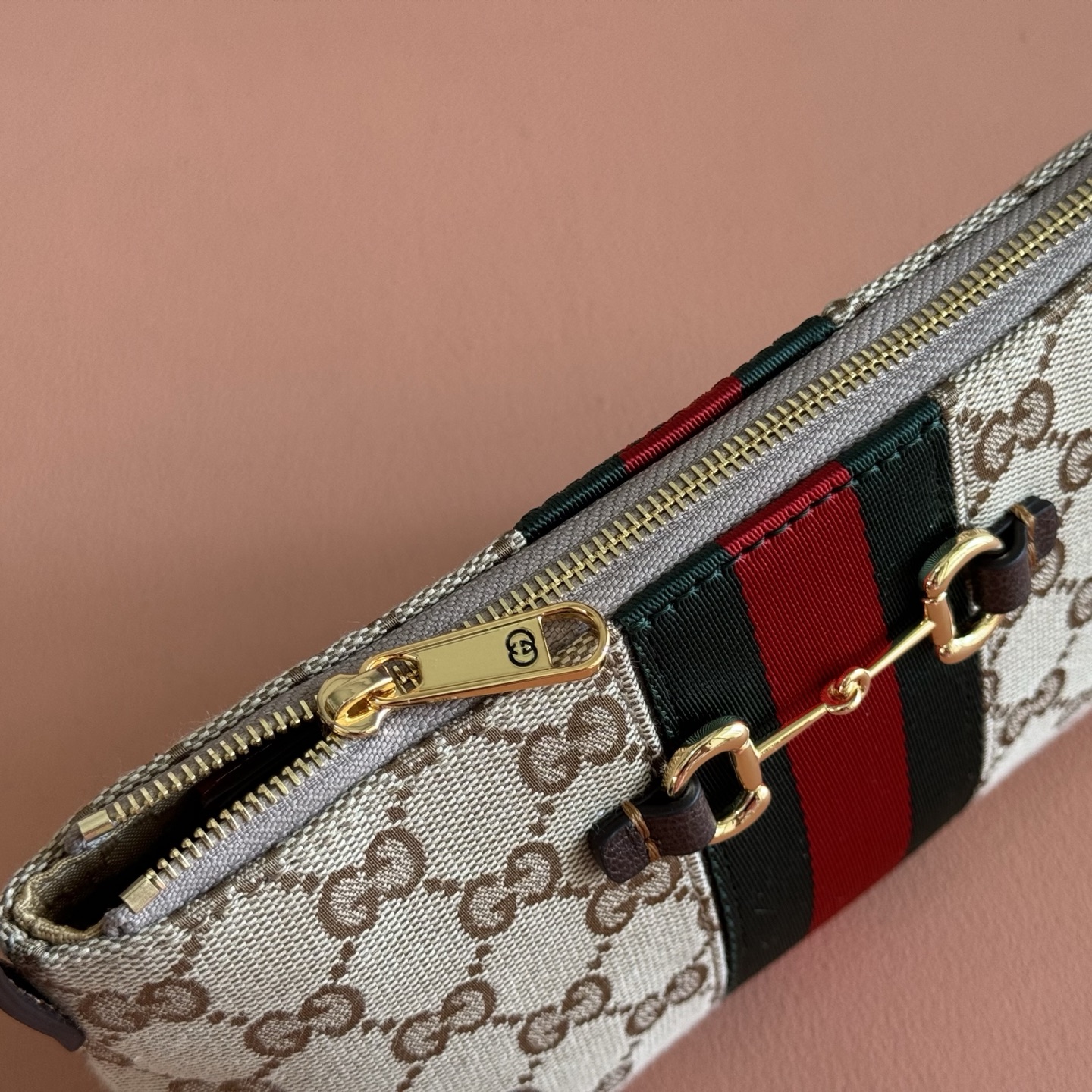 Bagsaaa Gvc*1 Horsebit Web small shoulder bag 867130 beige - 20cm